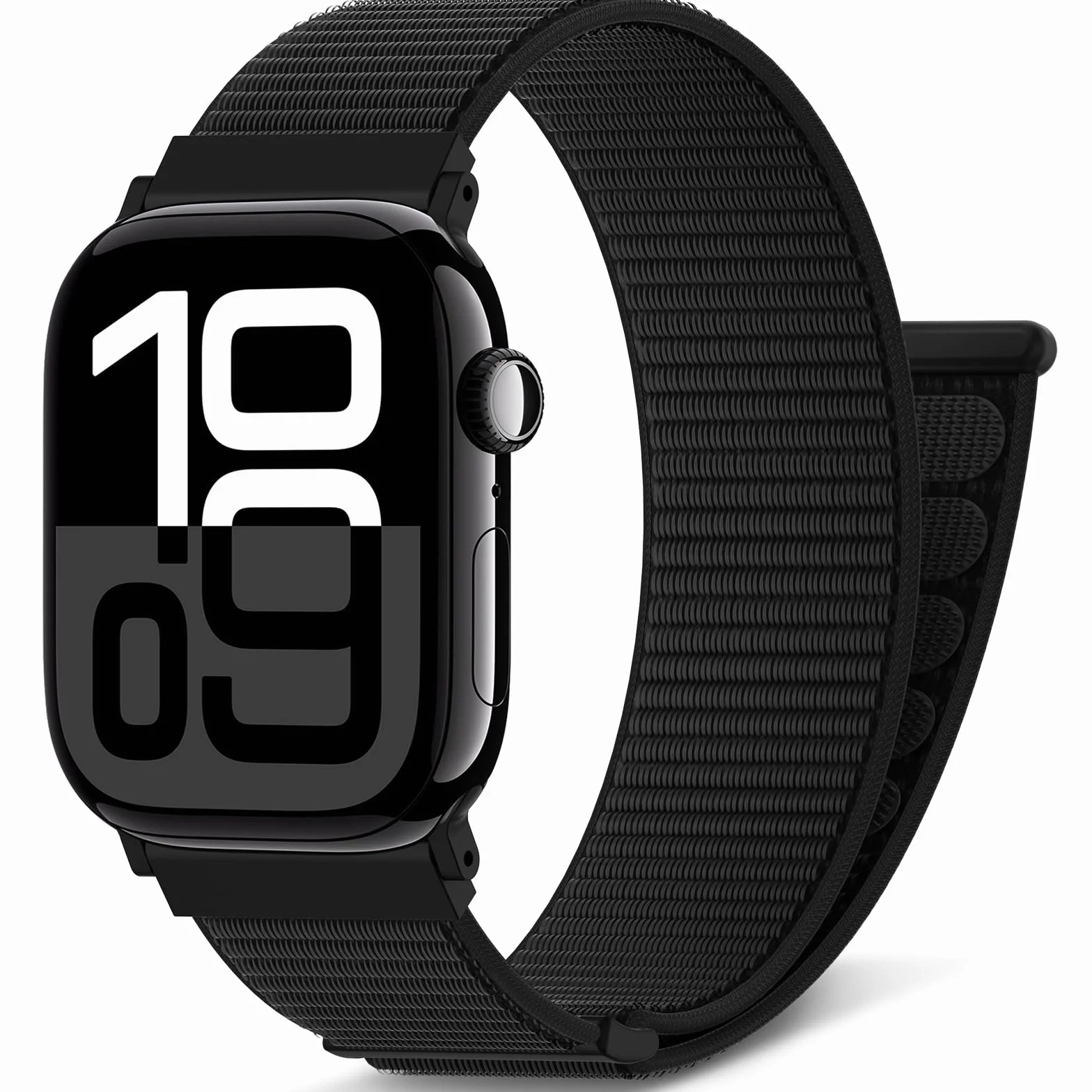 AMSKY Boucle Sport Nylon Compatible avec Bracelet Apple Watch Se 40mm 44mm 46mm 42mm 45mm 41mm 38mm 49mm, pour iWatch Serie 11 10 9 8 7 6 5 4, SE Ultra 3 2 1, Noir, 46mm/44mm/45mm/49mm