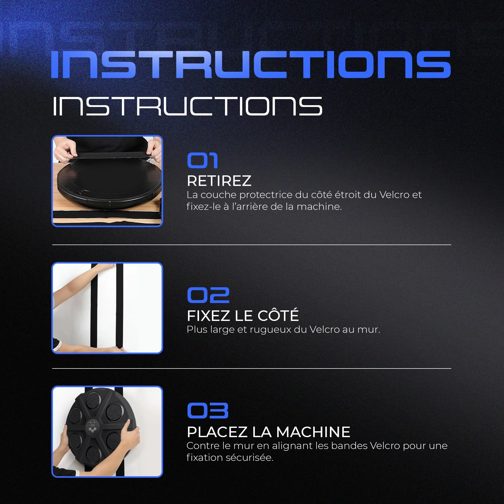 EZERO Machine Beatpunch Boxe Adulte Bluetooth LED Entraînement interactif Boxe Mural Musique Améliore Réflexes Endurance Set Complet