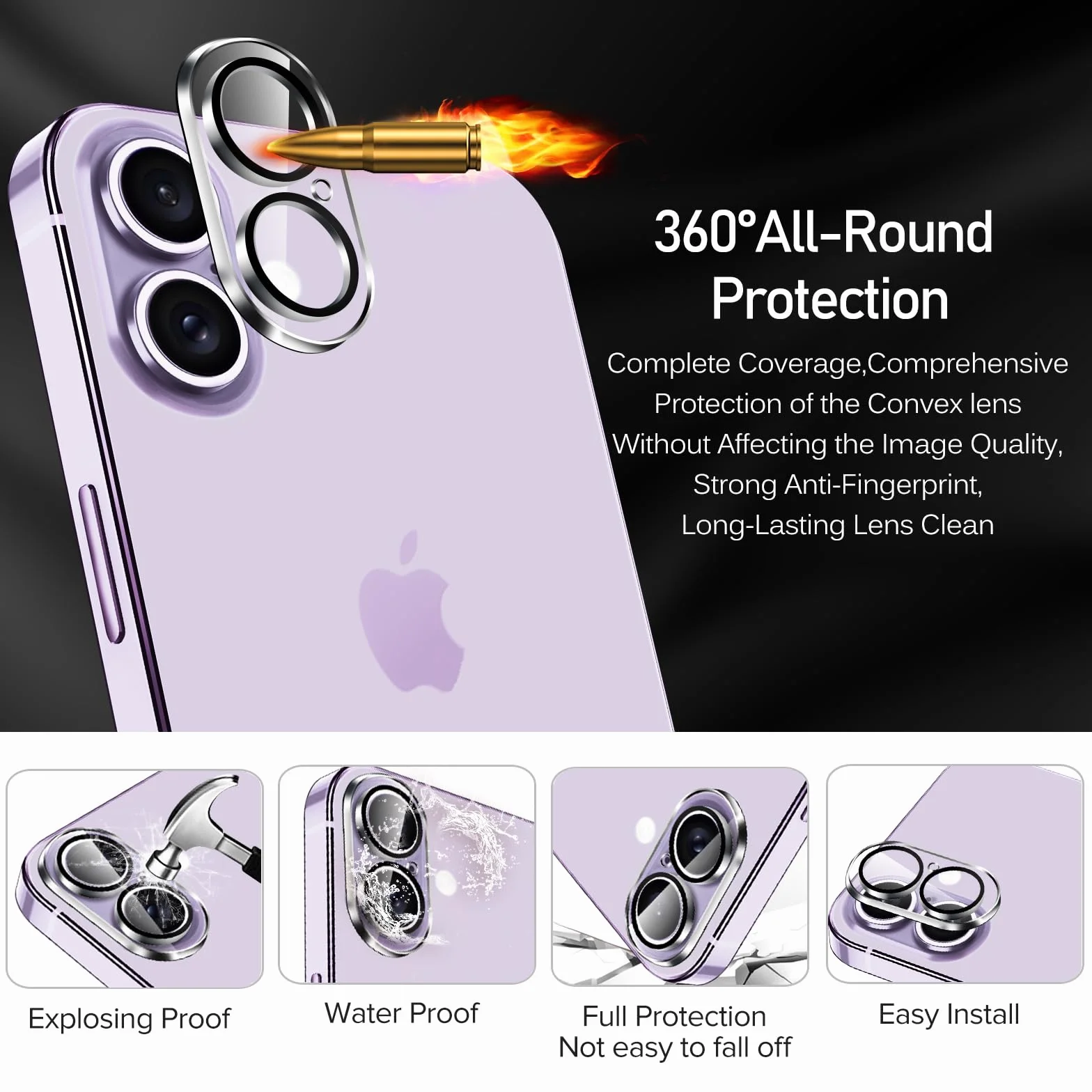 ivoler Caméra Arrière Protecteur Pour iPhone 16 Plus Verre Trempé Anti Rayures