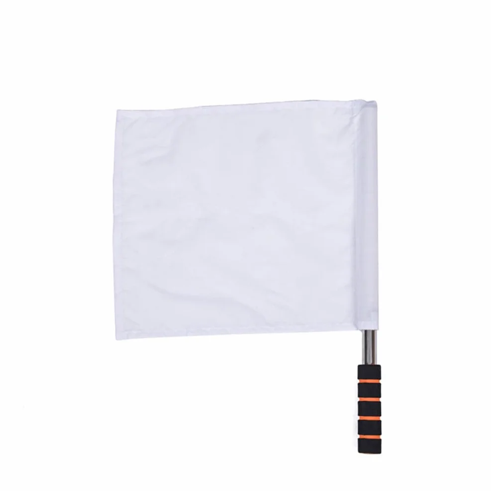 PRETYZOOM Drapeaux D'Arbitre Sportif 4Pcs Drapeau À Main Blanc Avec Poteau En Acier Inoxydable Pour Football Volley-Ball