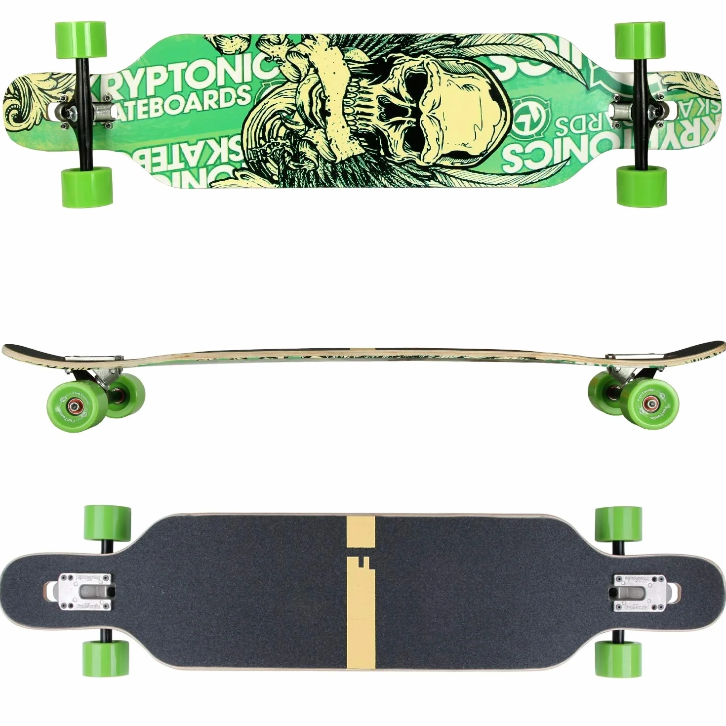 FunTomia Longboard Drop Through Cruiser Skateboard complet roulement à billes Mach1 High Speed T-Tool roues LED