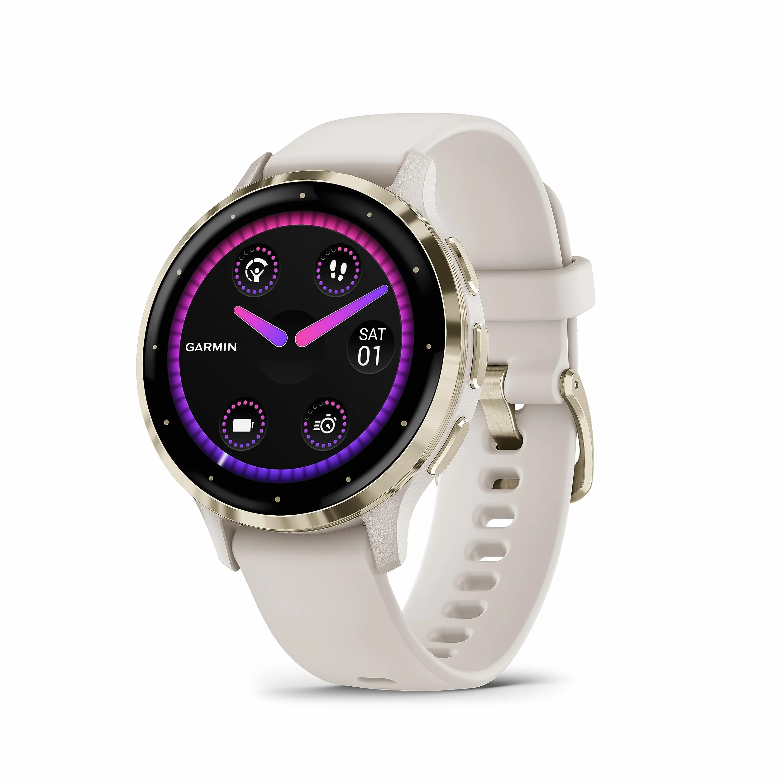 Garmin Venu 3S Montre connectée GPS Sport Santé Soft Gold Bracelet Ivoire 41 mm