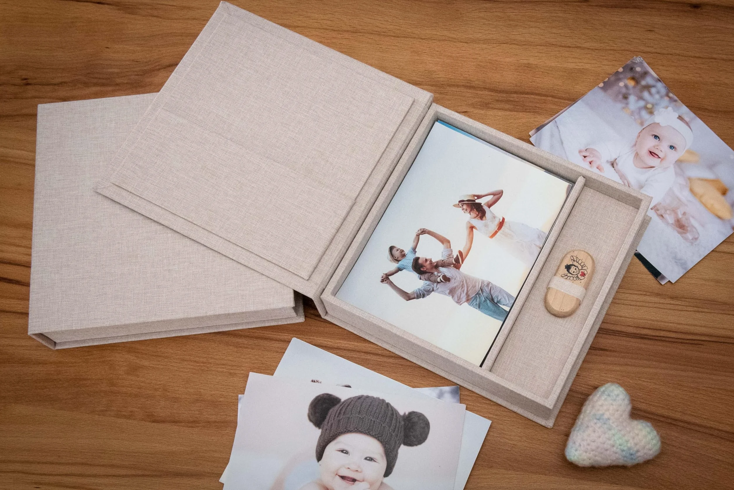 Élégante boîte photo, avec fente USB, boîte cadeau, pour clés USB et tirages photo 13 x 18 cm (sans USB), boîte de rangement, boîte de rangement, boîte de rangement, boîte à souvenirs, cadeau photo