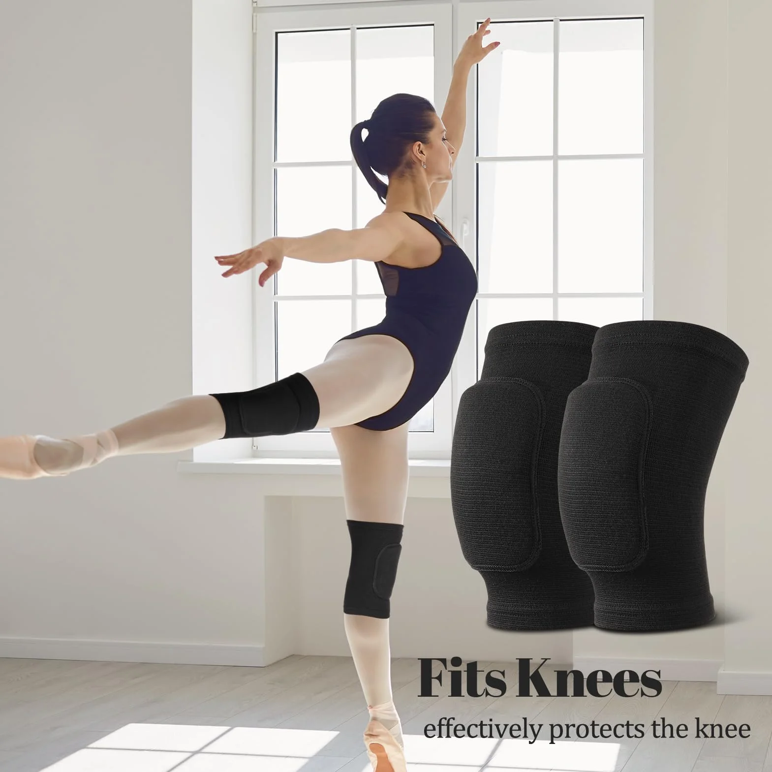 Genouillère Sport Antidérapant Stretch Respirante pour Enfant Adulte Tennis Ballet Yoga Course à Pied
