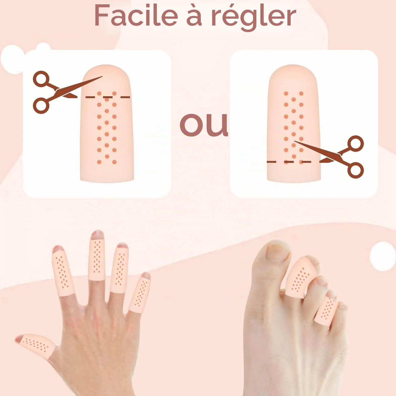 Lot de 16 protège doigts en gel avec trous d'aération, respirants pour plaies, fissures et ampoules