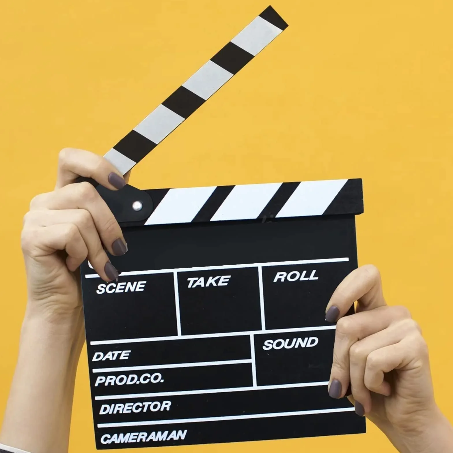 Film Film Clap Board, 20 X 20cm Noir Bois Clap Clap Clap Board Bois Film Film Clapboard Scène d'action Slateboard pour Hollywood Camera Film Studio Film