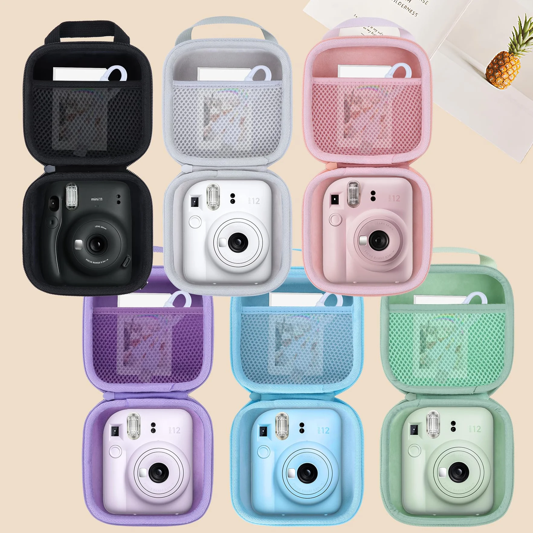 Étui de Protection pour Fujifilm INSTAX Mini 12/11/13 Appareil Photo Instantané Rose