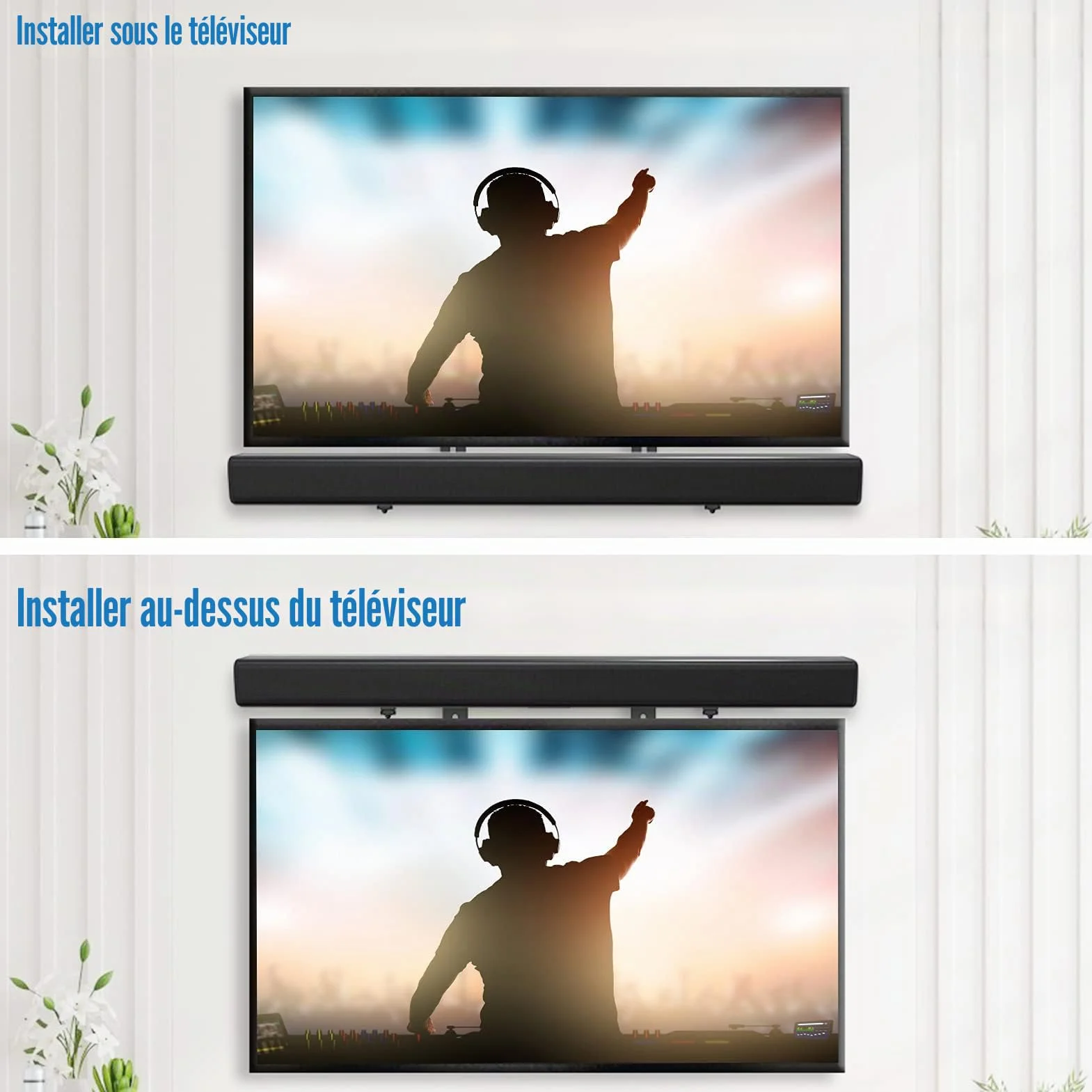 Mounting Dream Universel Support Barre de Son avec ou sans Trous, pour Support Barre de Son Samsung avec Support de Base antidérapant étendu de 87,5 à 154 mm, pour SONOS Sony LG Bose Yamaha JBL