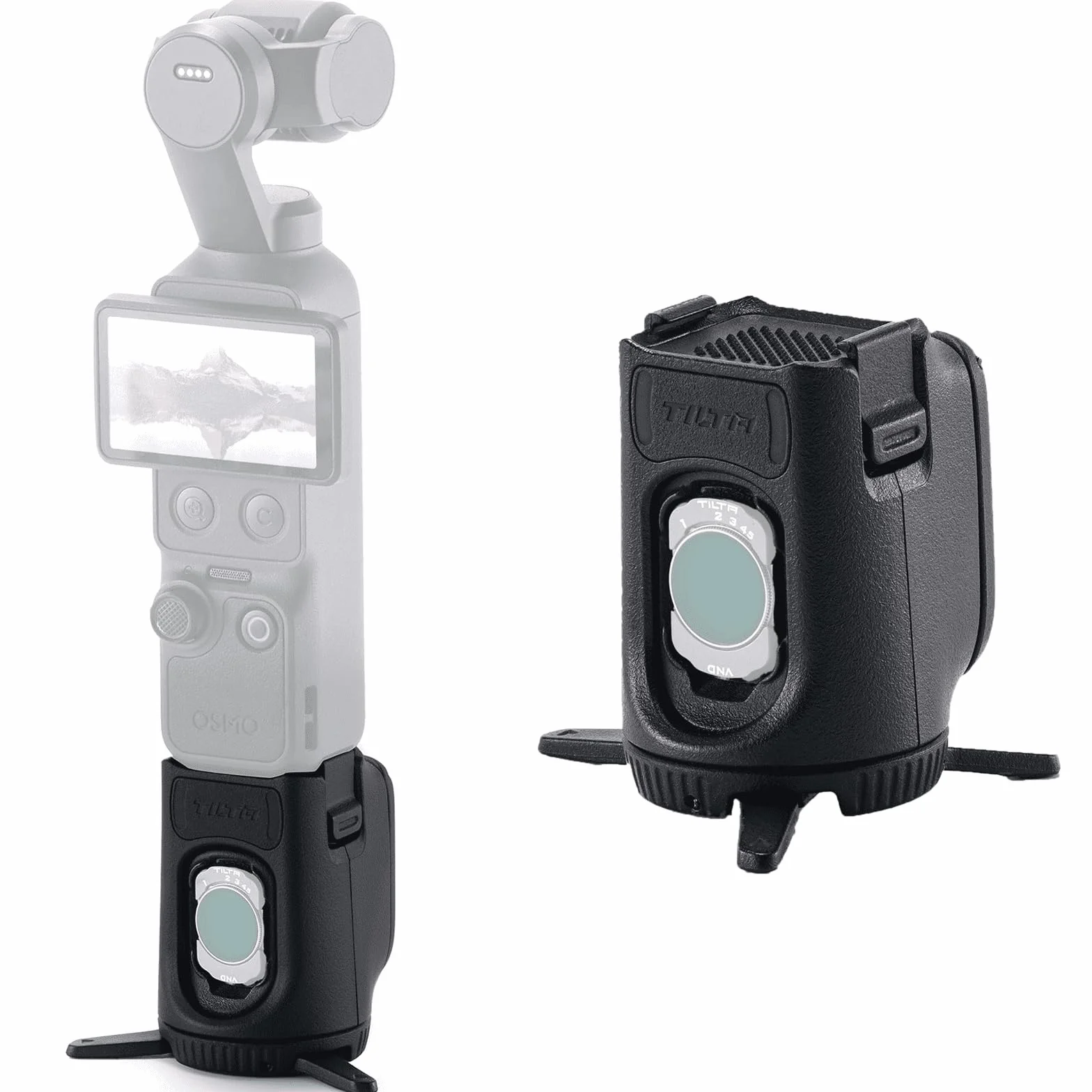 Tilta Base de Filtre Magnétique Compatible avec DJI Osmo Pocket 4, Support Rotatif Rangement Filtres avec Trépied, Plaque Arrière Magnétique Compatible MagSafe, Peut Contenir 3 Filtres TA-T65-FSE-B