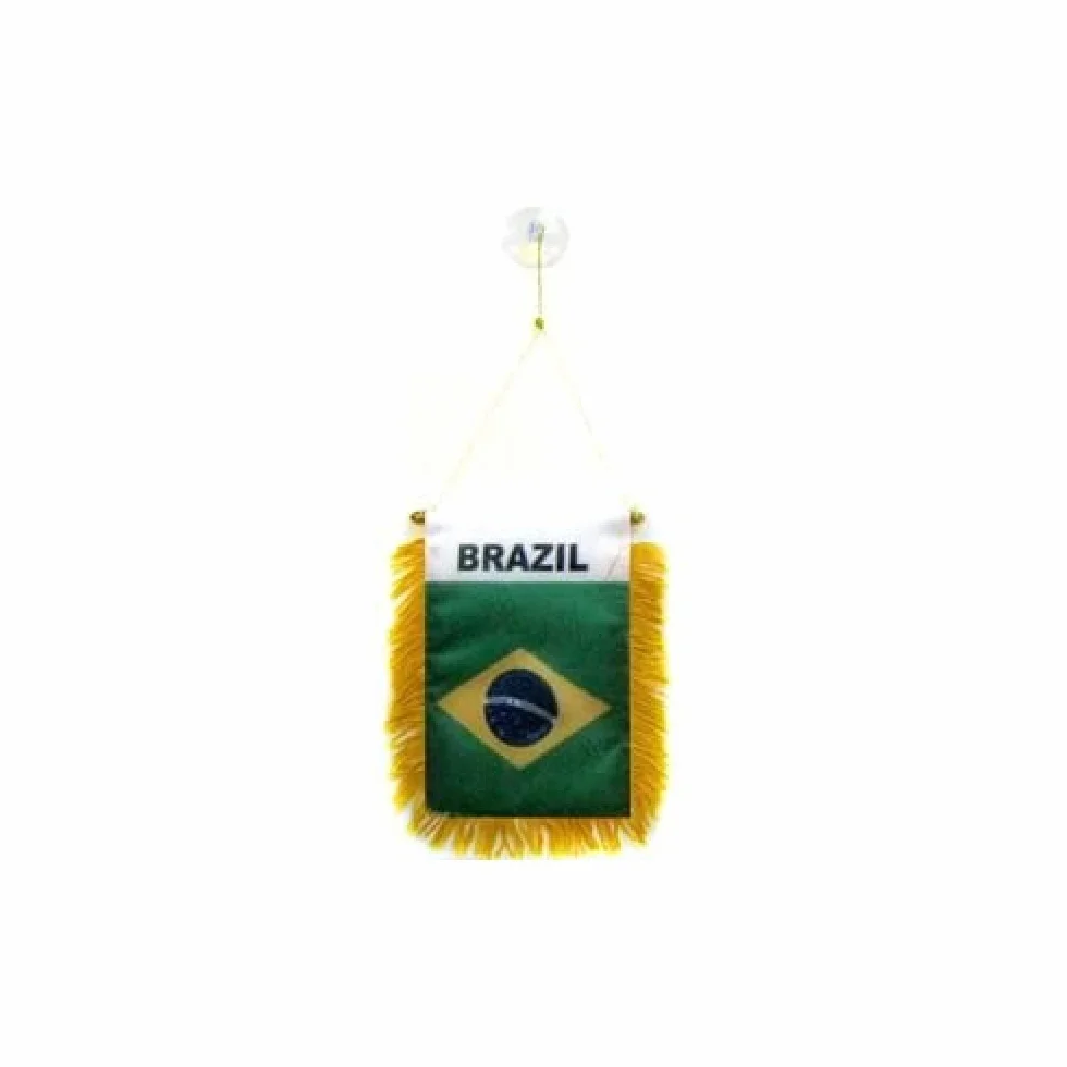 Fanion Brésil Mini Drapeau Brésilien 13x10 cm AZ FLAG Ventouse Franges Dorées