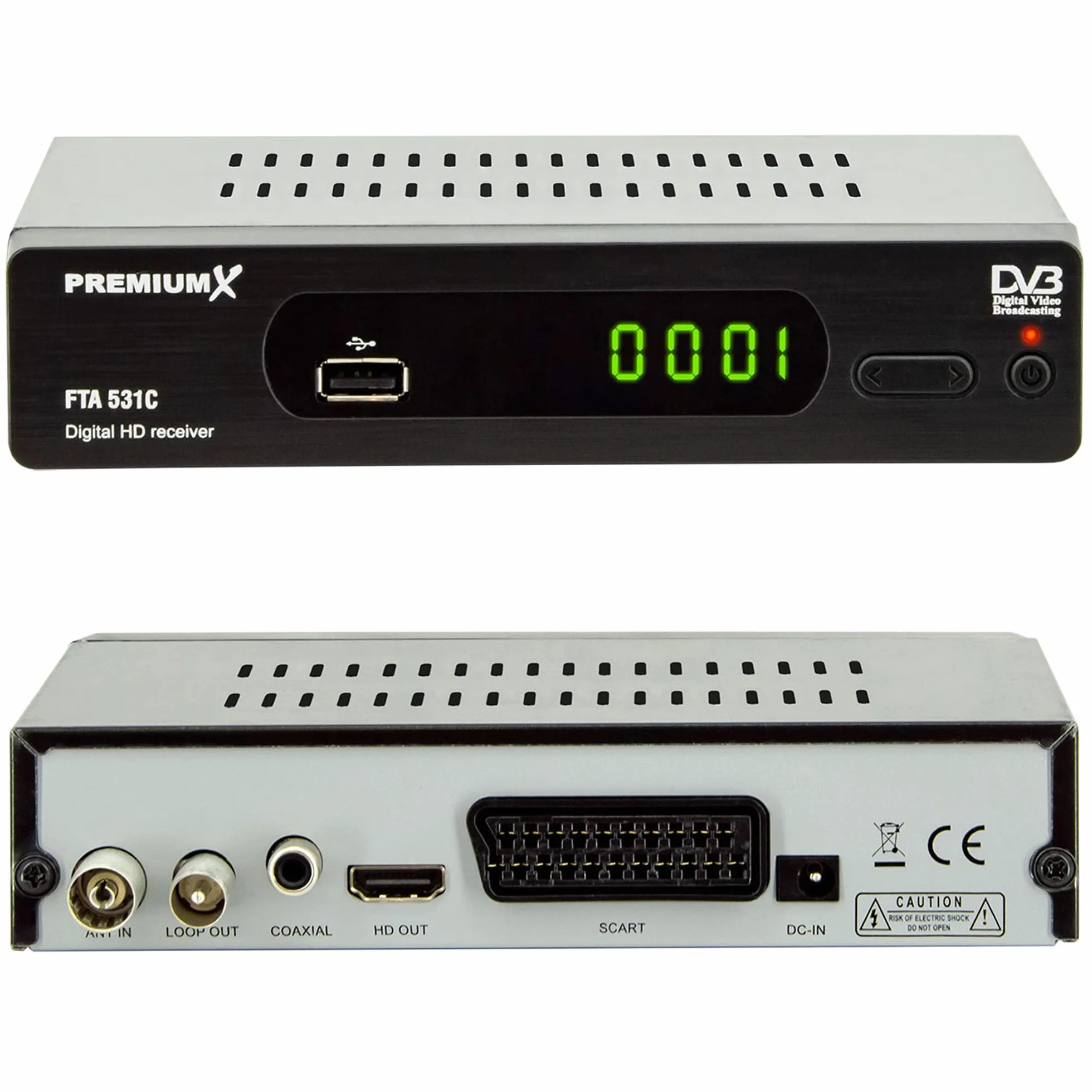 Premium X Récepteur câble DVB-C FTA 531C Digital FullHD SCART HDMI USB Media Player Récepteur TV TV par câble