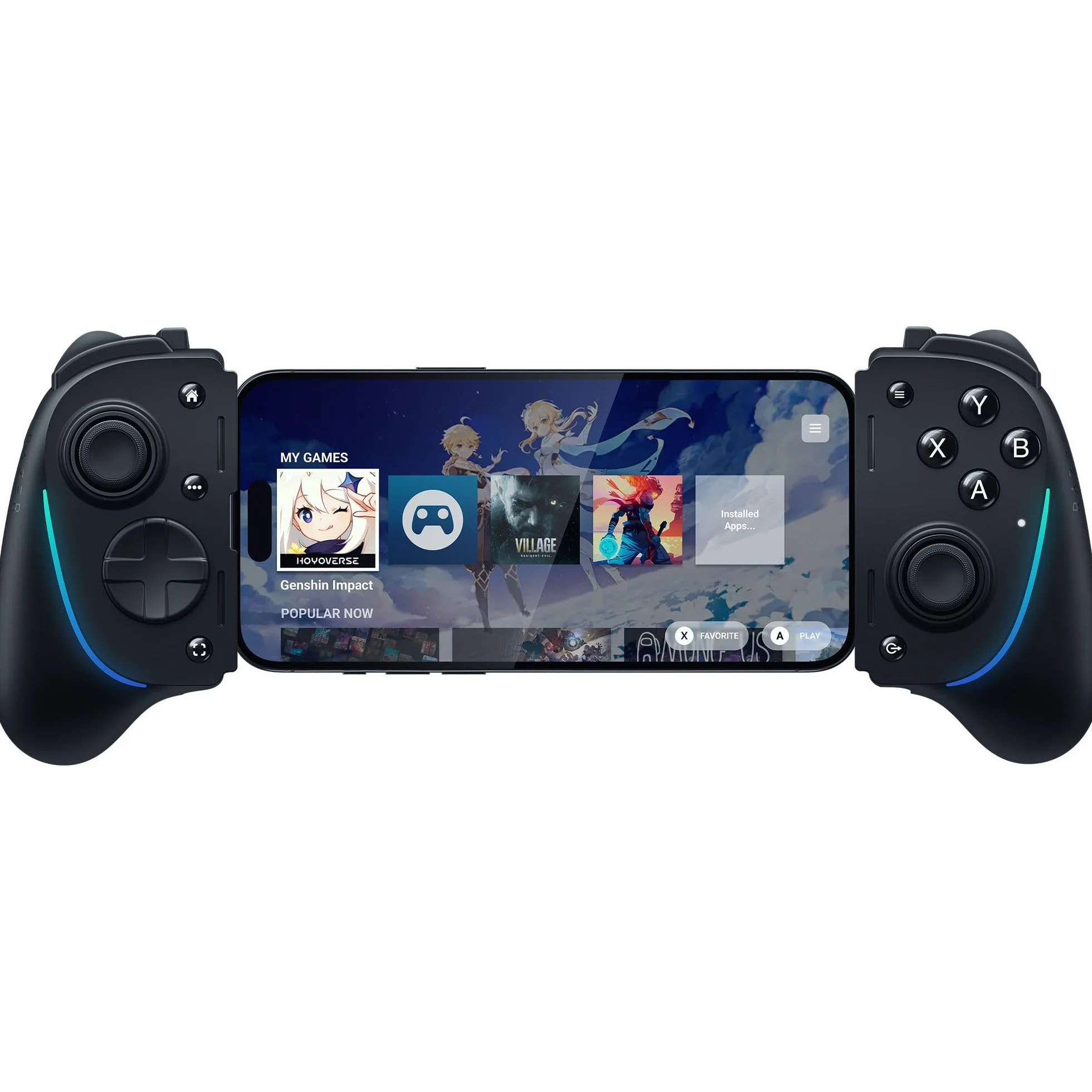 Razer Kishi Ultra - Contrôleur de jeu USB-C pour iPhone, smartphones Android et iPad Mini (haptique Sensa HD, Chroma RGB, chargeur passthrough, boutons Mecha-Touch et D-Pad, jeu mobile) Noir