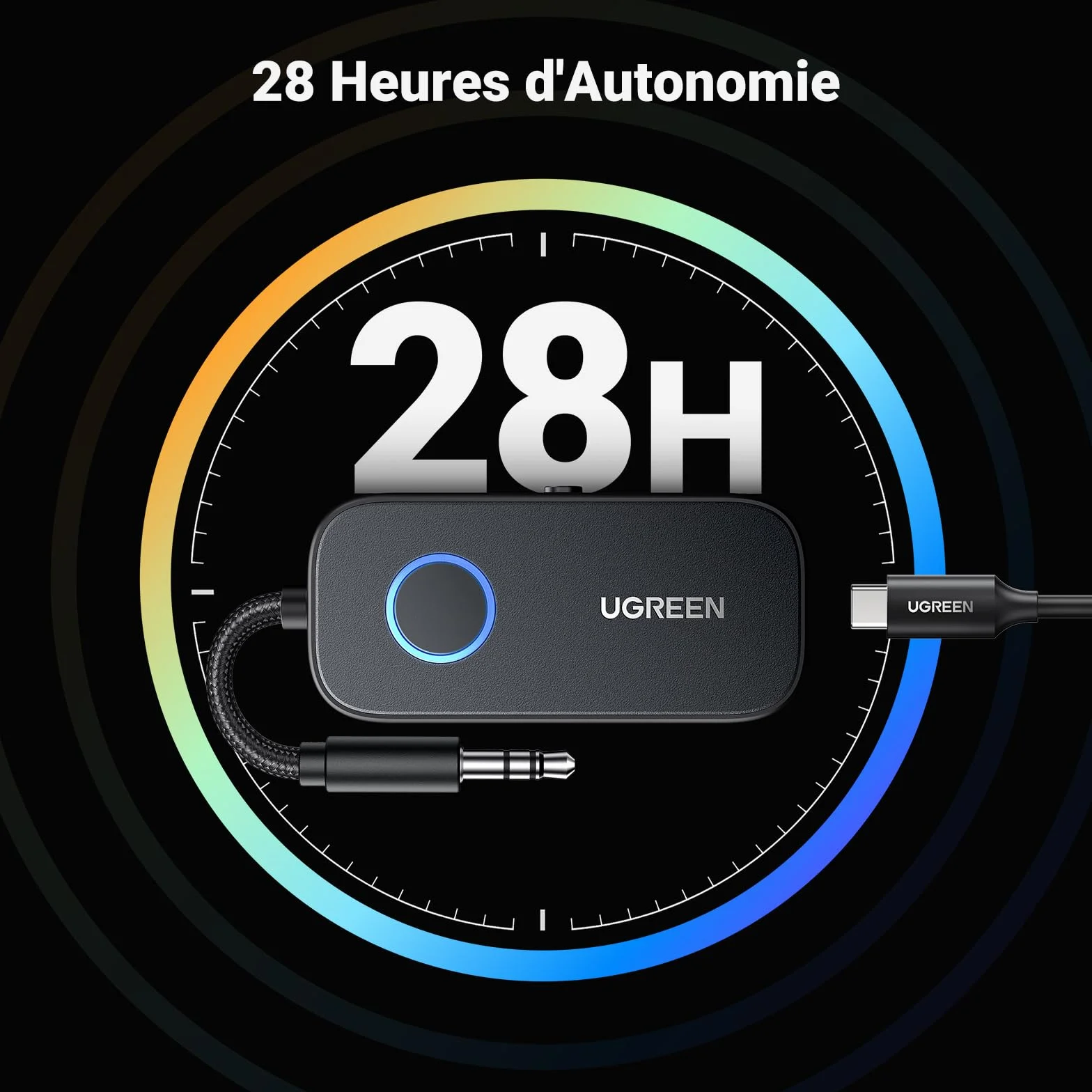 UGREEN Émetteur Bluetooth 5.3 aptX TV 2 en 1 Jack 3.5 mm Adaptateur Audio