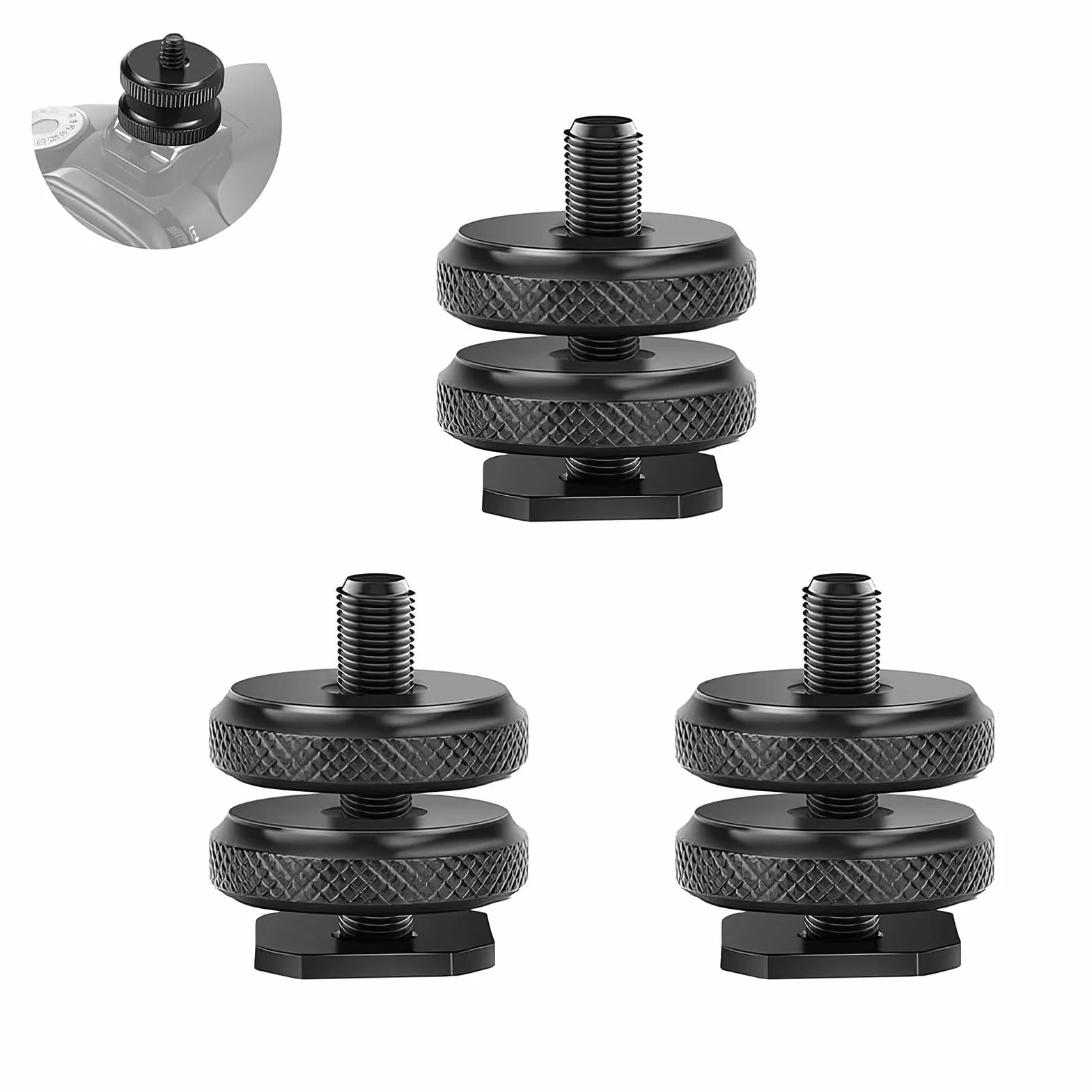 3 Pièces Adaptateur Griffe Camera, Daptateur Hot Shoe, Vis d'adaptation, Filetage 1/4", Vis de trépied 1/4", pour Microphone, Flashs,Moniteur, Appareils Photo, Caméscopes
