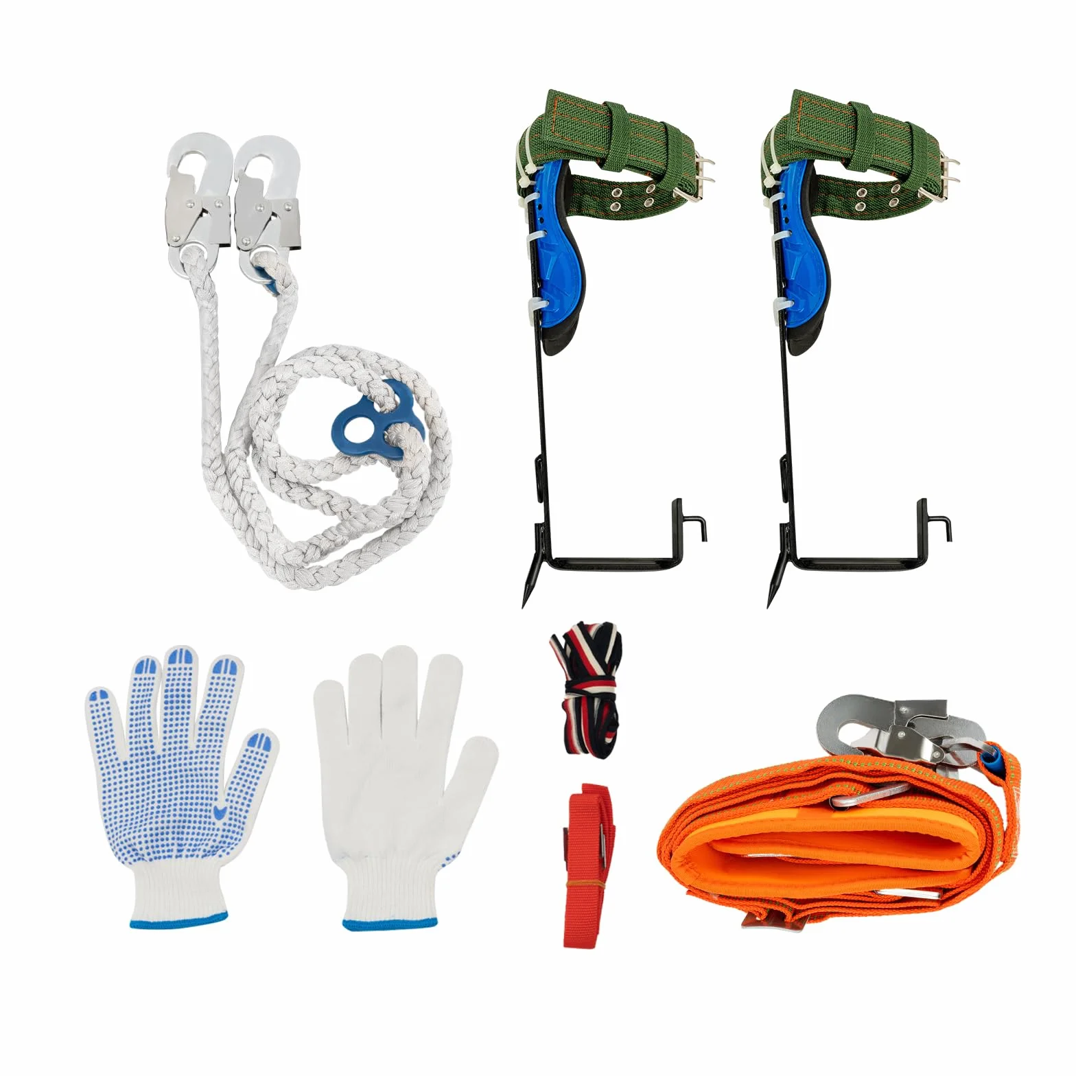 Ensemble équipement escalade arbres pointes professionnelles ceinture 5 points crampons 2 dents corde sécurité