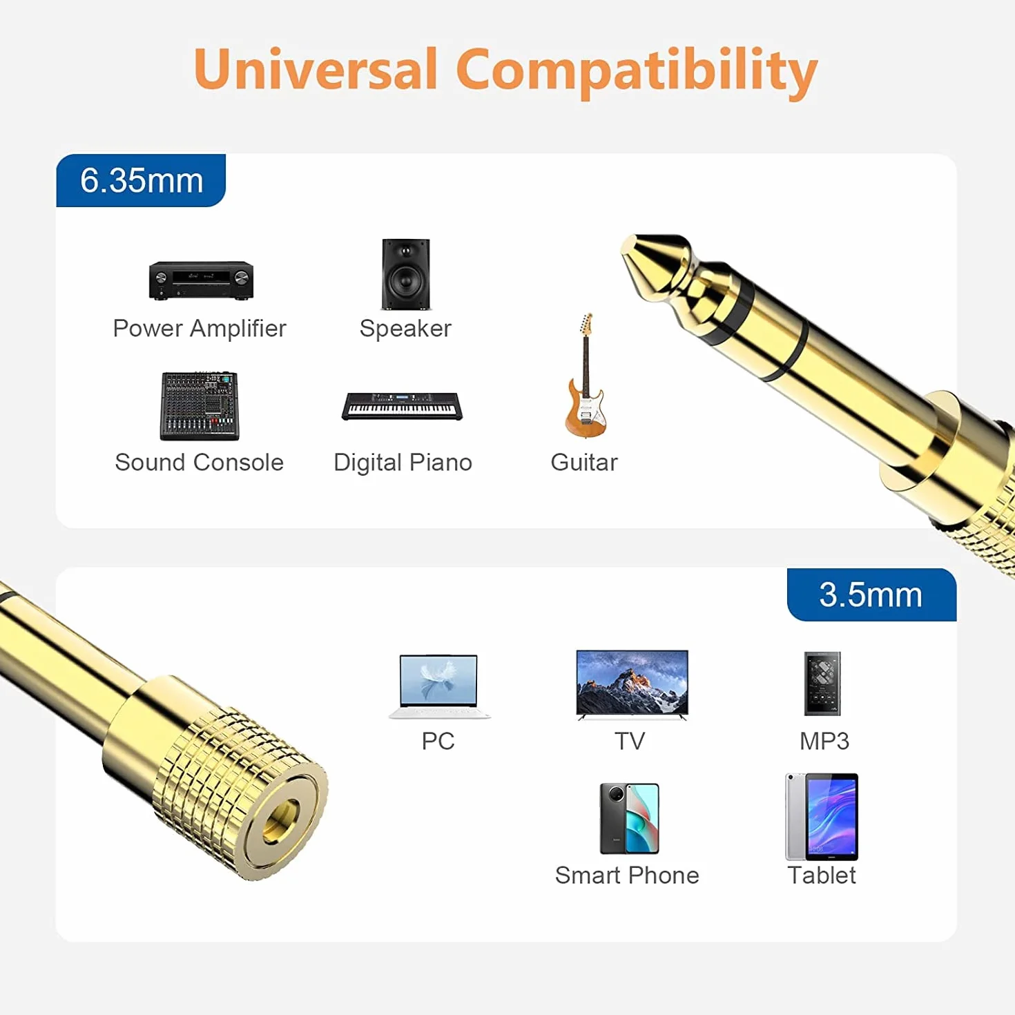 PremiumCord Adaptateur stéréo 6,3 mm femelle vers 3,5 mm plaqué or
