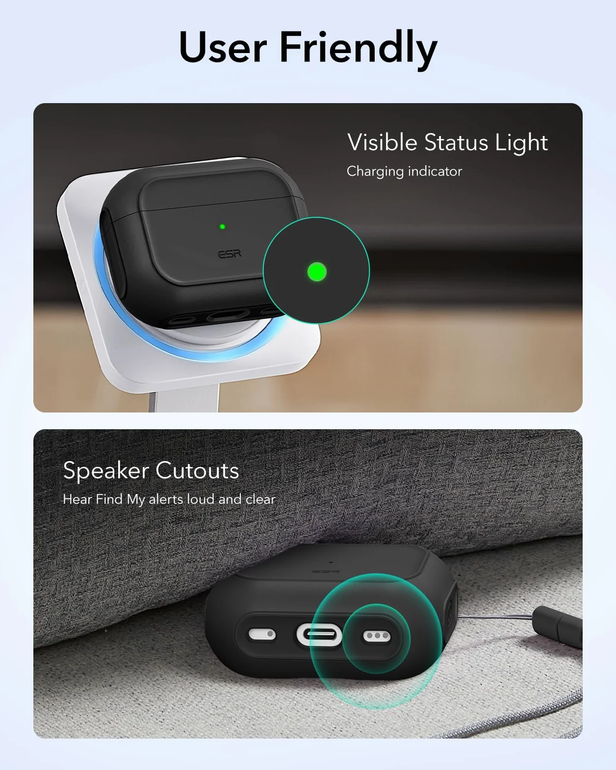 ESR Coque AirPods Pro 3 Compatible MagSafe Protection Intégrale Cordon Noir
