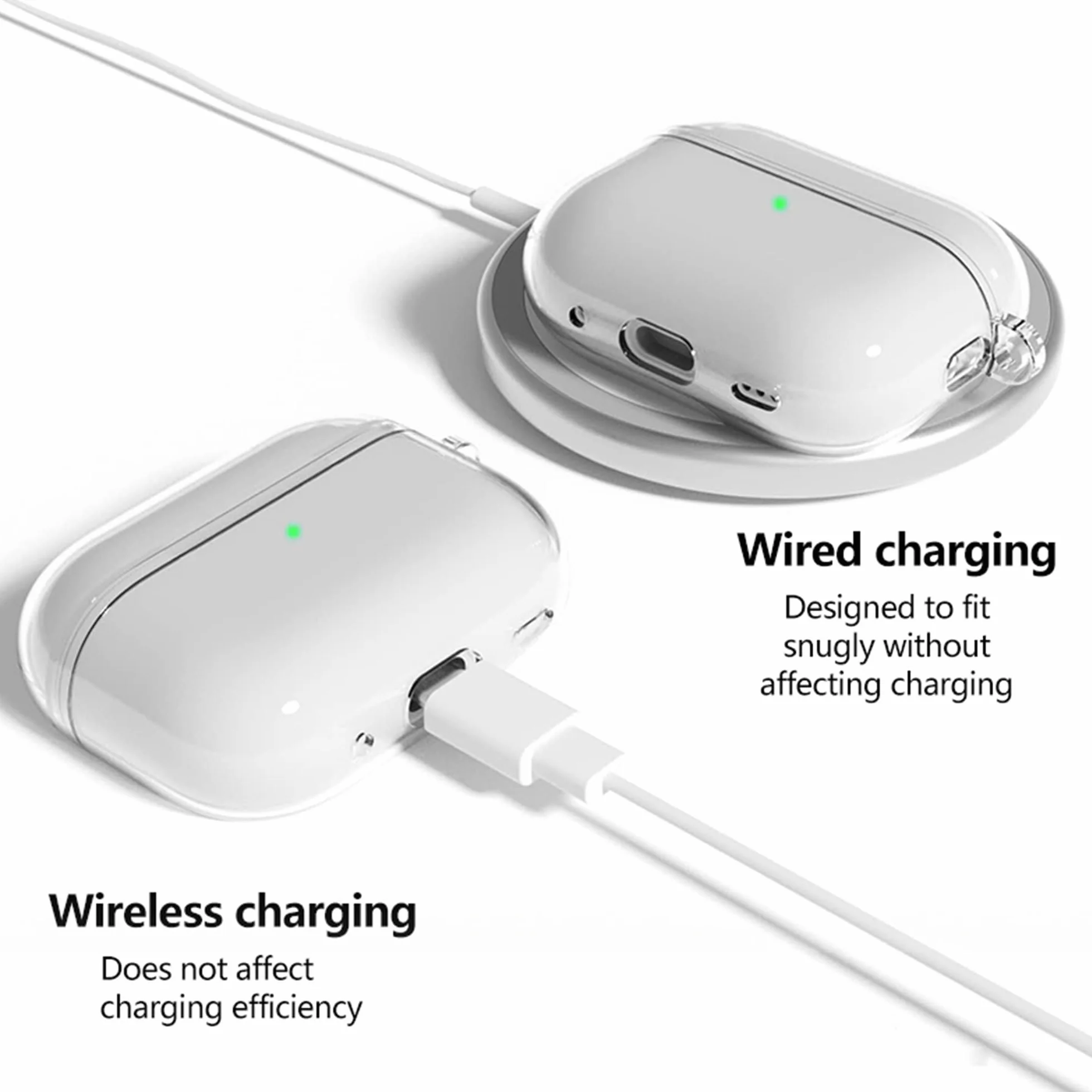 Fitudoos Compatible avec AirPods Pro 3 Coque,Témoin LED Visible,en TPU Coque Protection Antichoc,avec Porte-clés et Stylo de Nettoyage.(Transparent)
