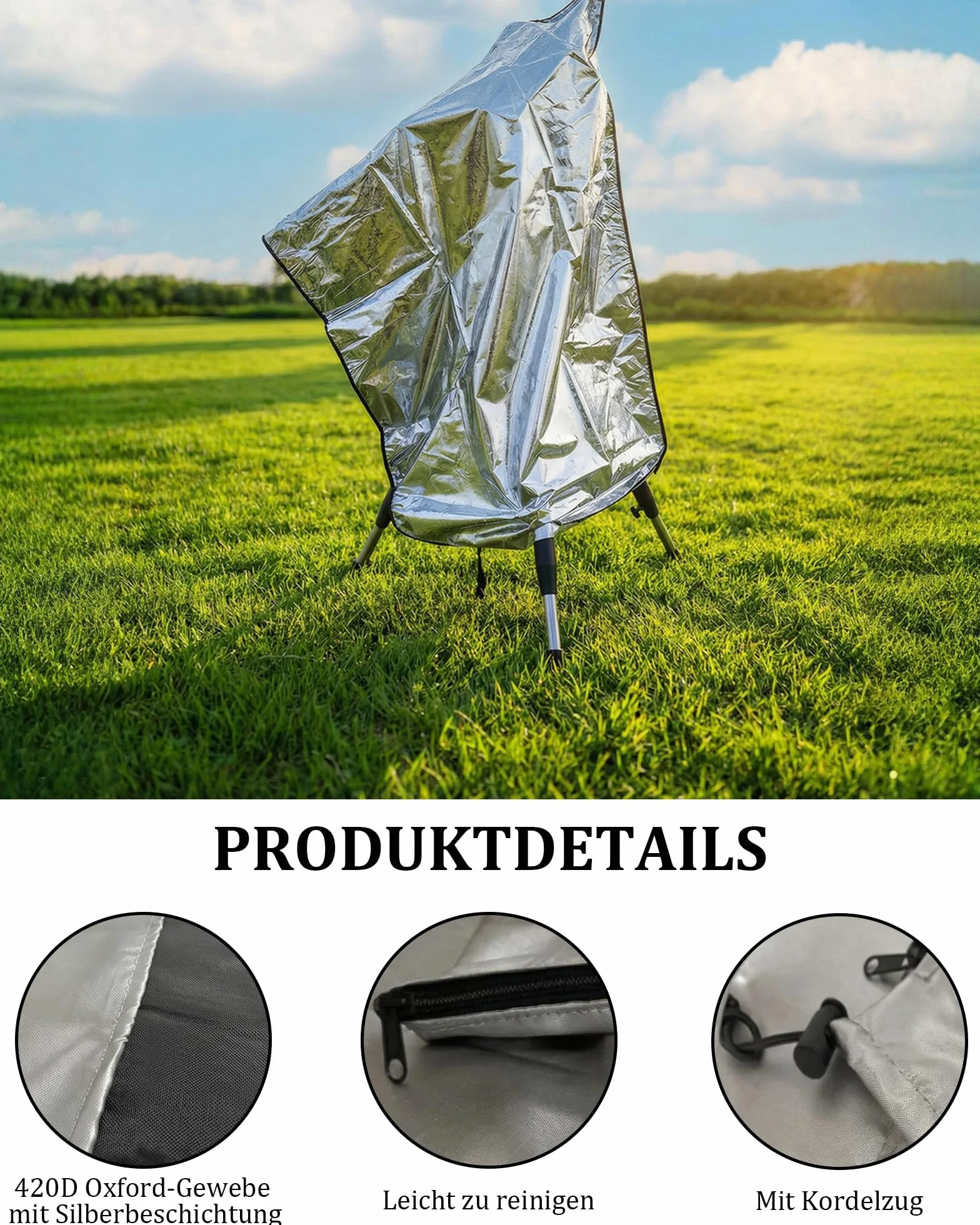 Housse télescopique de protection 120x160 cm étanche poussière coupe-vent extérieur