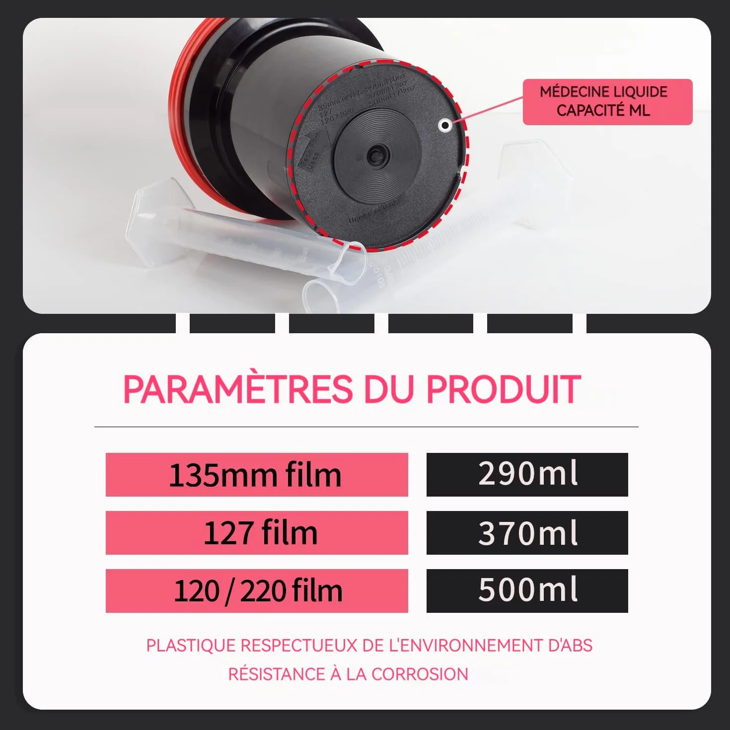 eTone Réservoir de développement de Film Universel 2 bobines pour Le Traitement de l'équipement de Traitement de Film de caméra de Film 120 135