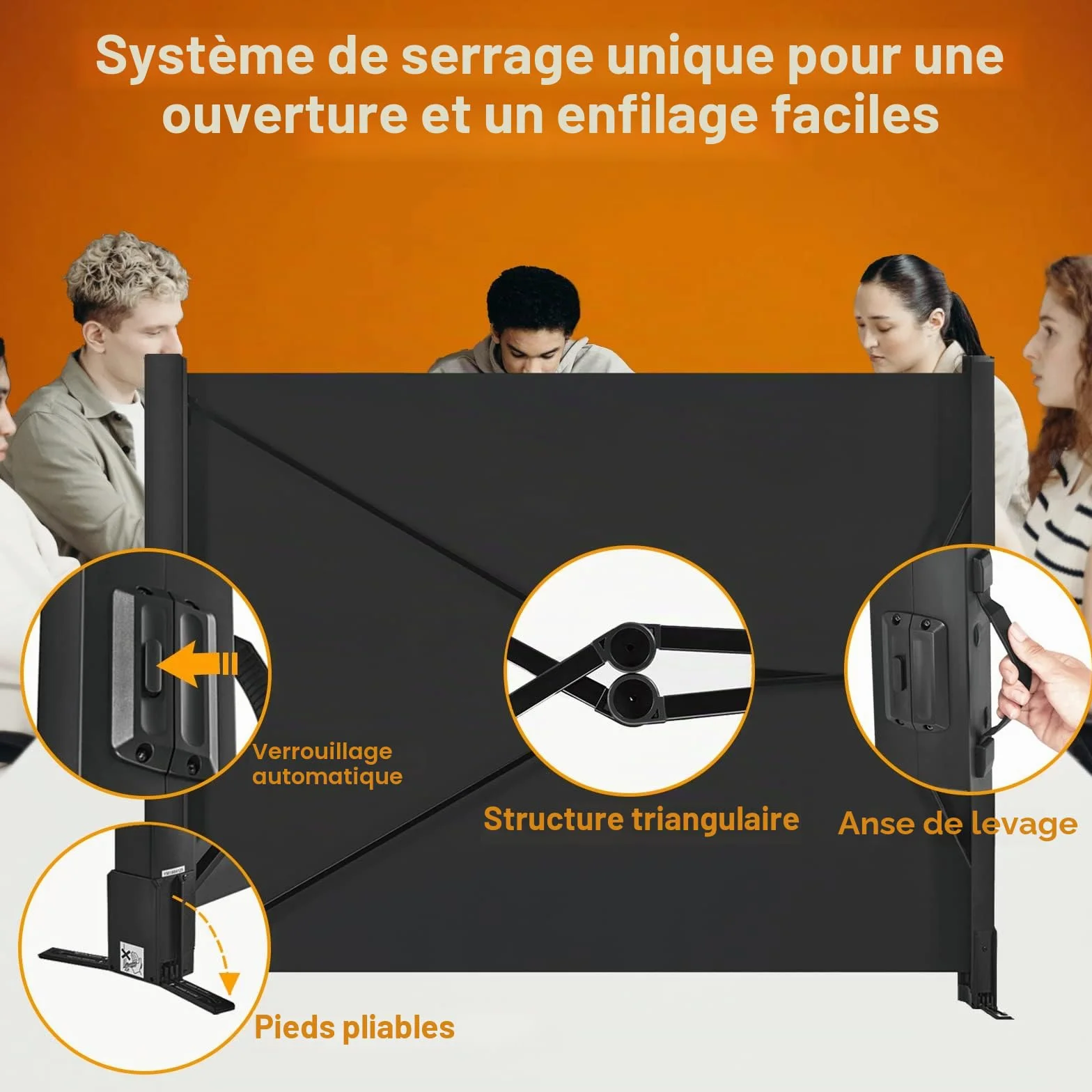 Écran de projection portable 50 pouces 4:3 avec support rétractable pour films intérieurs et extérieurs