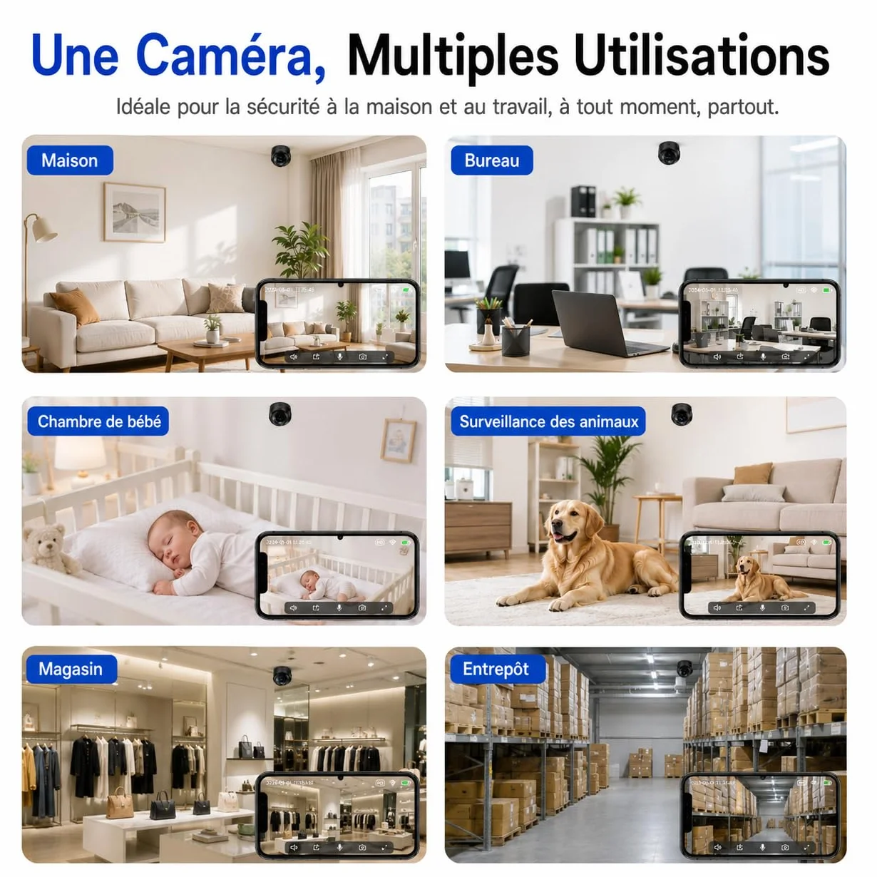 Mini Caméra Espion WiFi HD 1080P Caméra Cachée Sans Fil Vision Nocturne Détection de Mouvement Accès à Distance Enregistrement Continu Surveillance Intérieure Maison