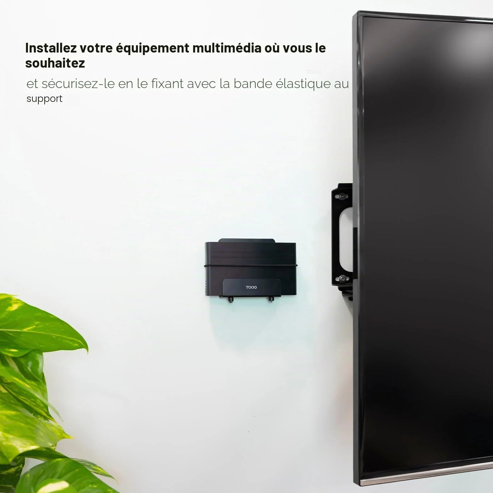 TooQ TQMPM4776 - Support Mural Universel pour Lecteur multimédia, routeur, Mini-PC, Noir