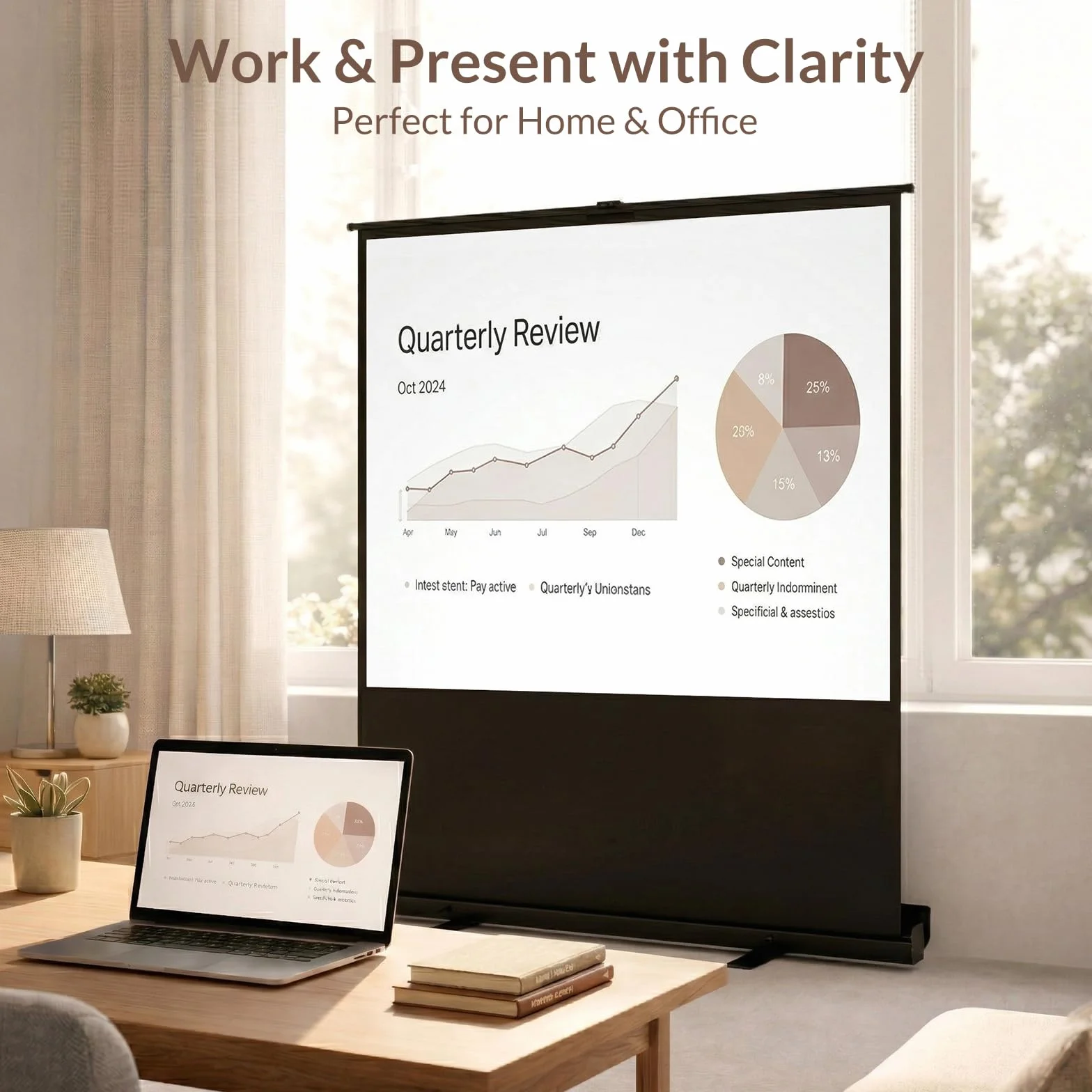 Todeco Ecran de Projection Portable 80 Pouces sur Pied 163 x 123 cm Toile Blanche 4:3