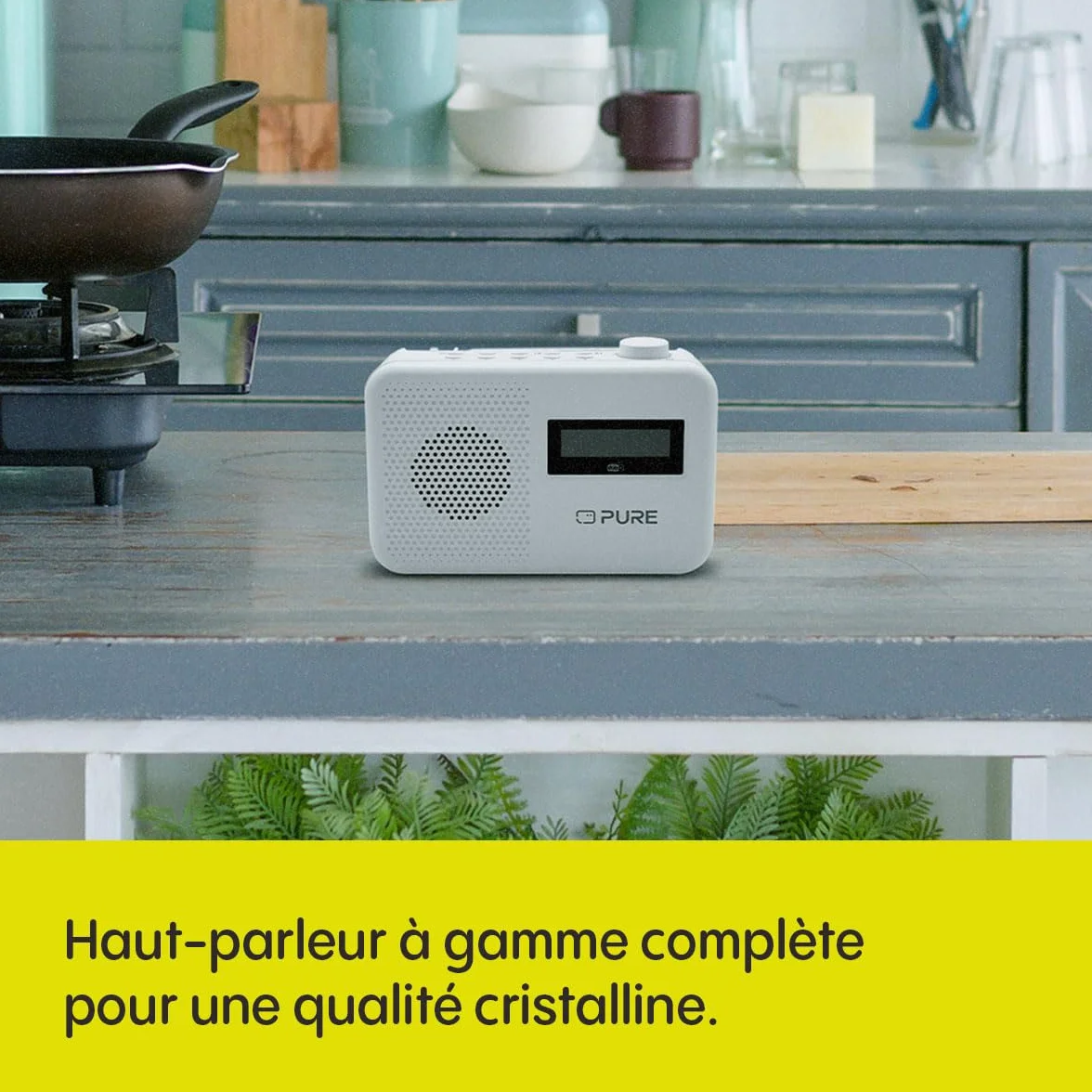 Pure Elan One2 Radio Portable Dab+/FM avec Bluetooth 5.1 (écran LCD, 10 Touches de mémoire, Fonctionne avec 4 Piles AA) Blanc Coton