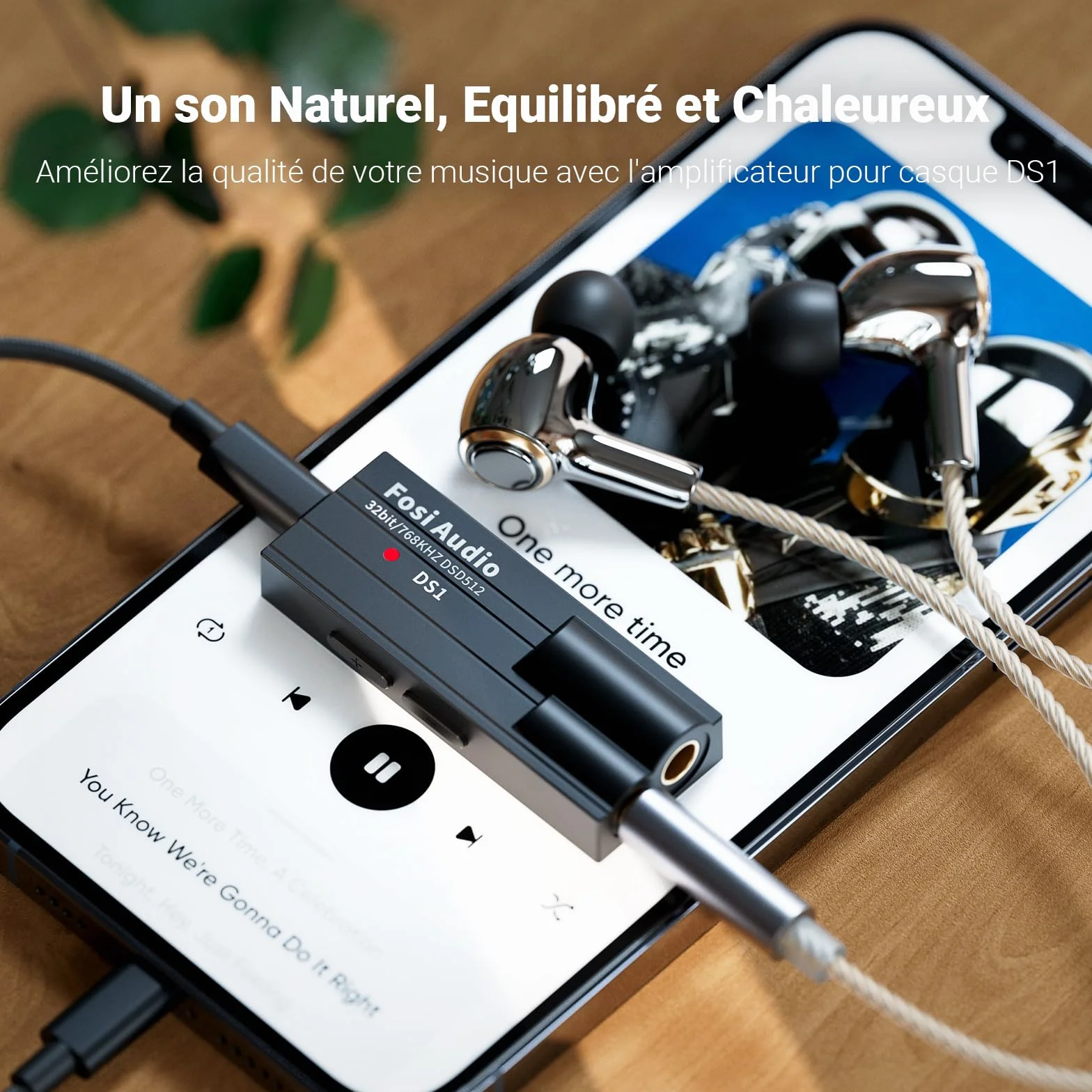Fosi Audio DS1 Ampli Casque, Puce DSD512, Mini Amplificateur Audio, Dac Audio HiFi, USB C DAC ES9038Q2M, Prend en Charge 32 bits/768 kHz avec Double Sortie Casque 4,4 mm et 3,5 mm, pour Casque