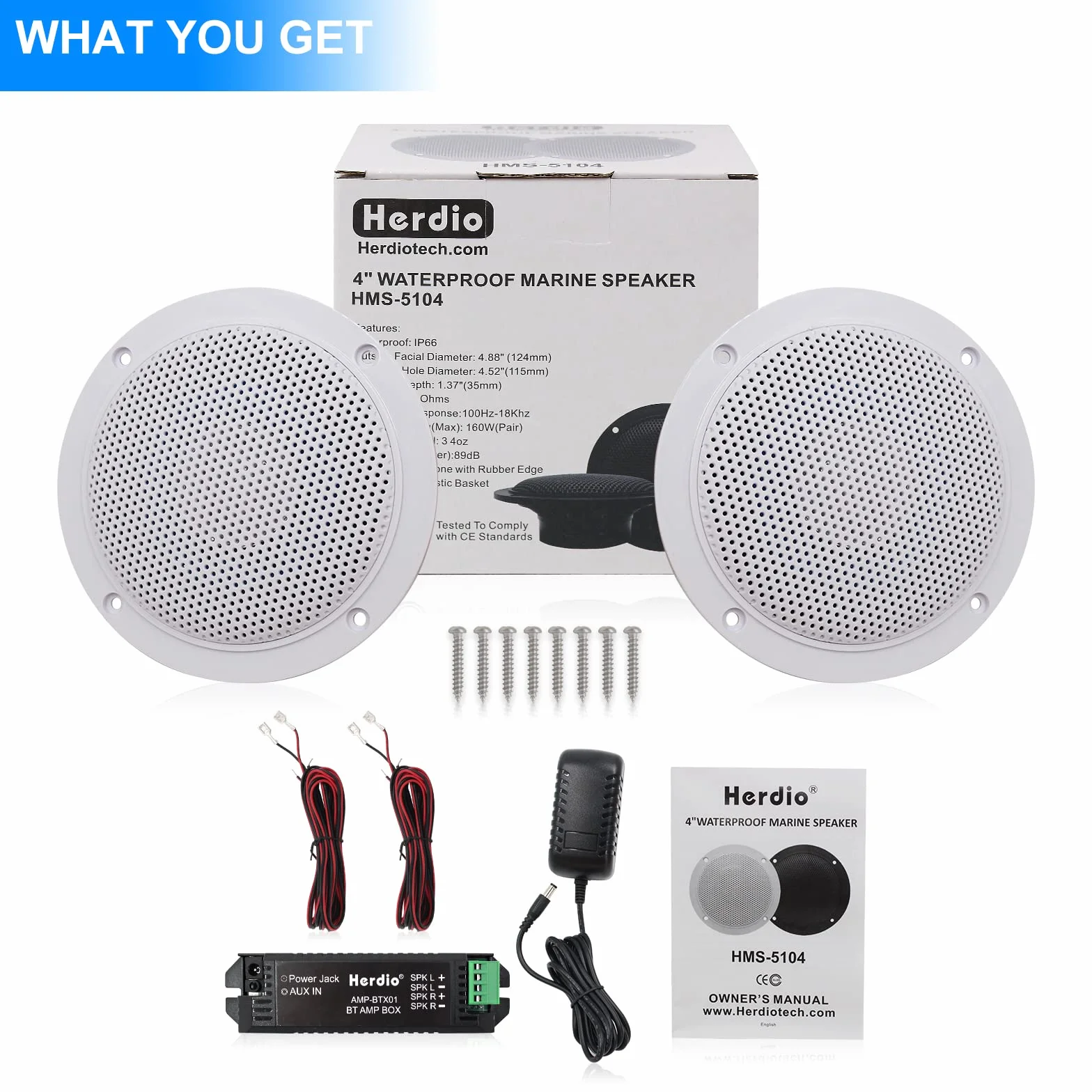 Herdio Kit de Haut-Parleur de Plafond Bluetooth Étanche