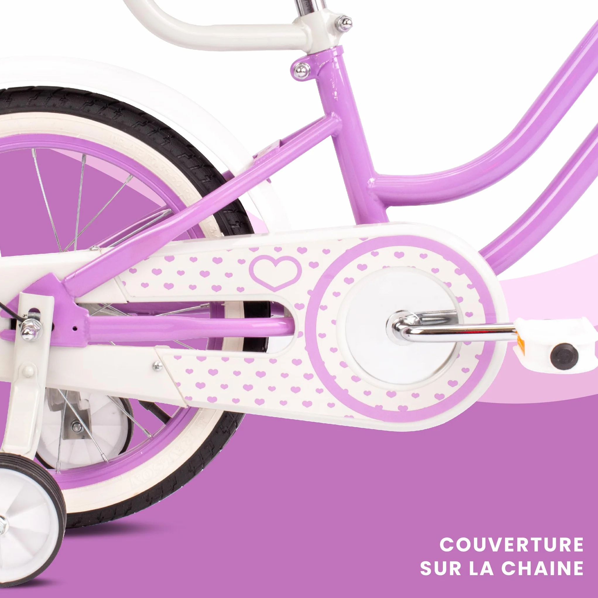 Vélo Enfant Fille 12/14/16 Pouces Sun Baby Heart avec Roulettes Stabilisatrices et Barre de Poussée