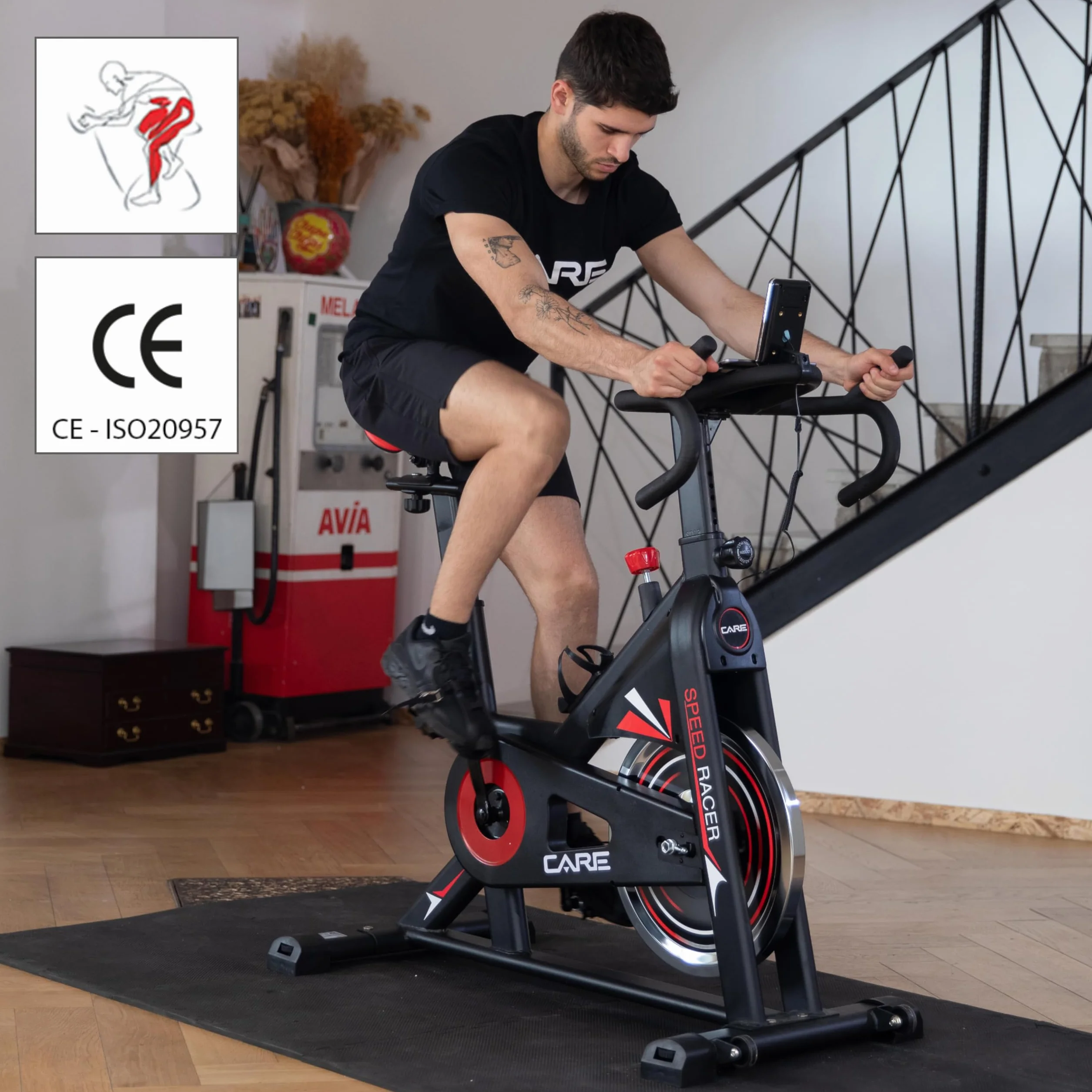 Vélo d'appartement CARE FITNESS Speed racer avec écran LCD 22kg guidon et selle réglable