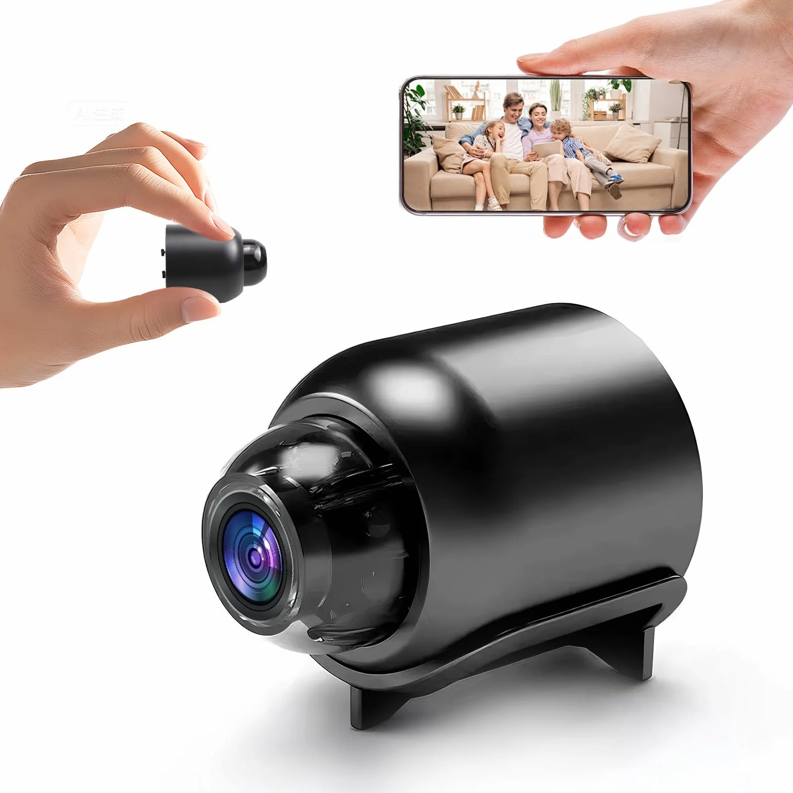 Mini Camera sans Fil Invisible 1080P Vision Nocturne Caméra Surveillance Grand Angle 140° Détection de Mouvement Enregistrement à Distance