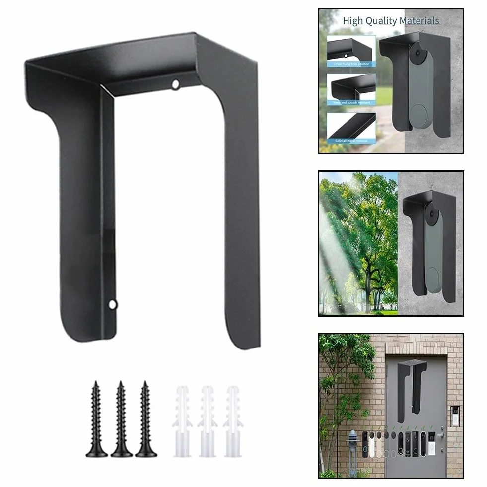 Housse de protection anti-pluie en métal anti-reflet imperméable pour la plupart des sonnettes vidéo