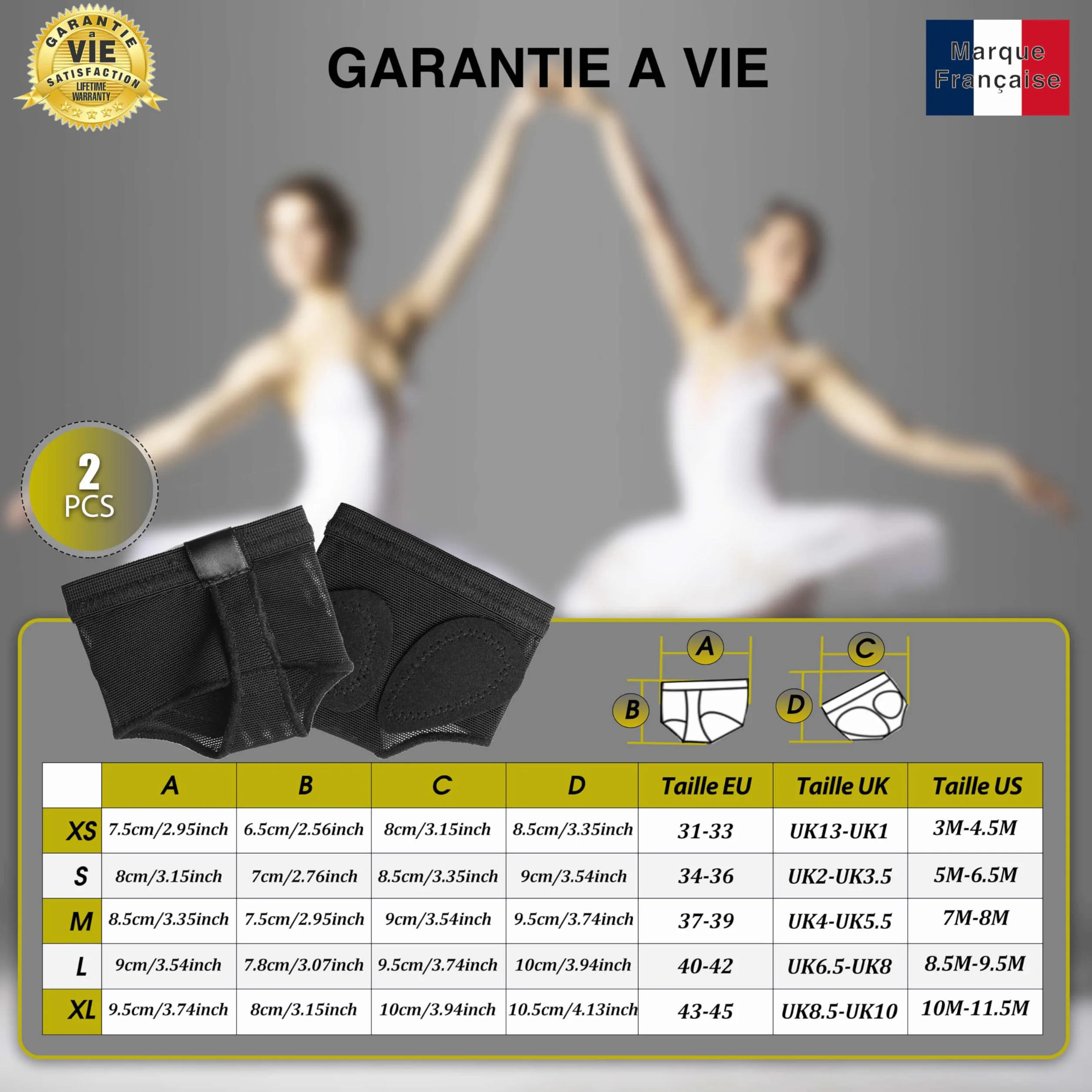 Pedilles Danse Coussinet Pied Antidérapant Protection Pied Ballerine 5 Tailles