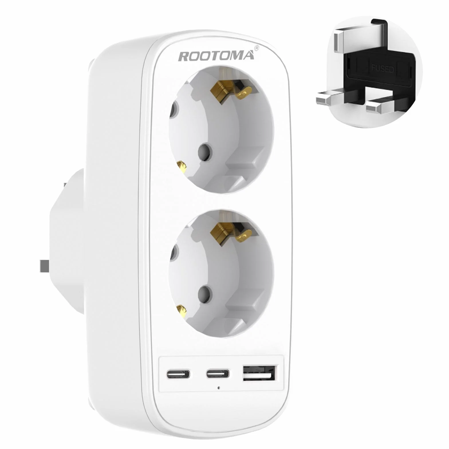 Prise Adaptateur Type G Double Prise avec 3 USB pour Angleterre, Irlande, Dubai, Maldives