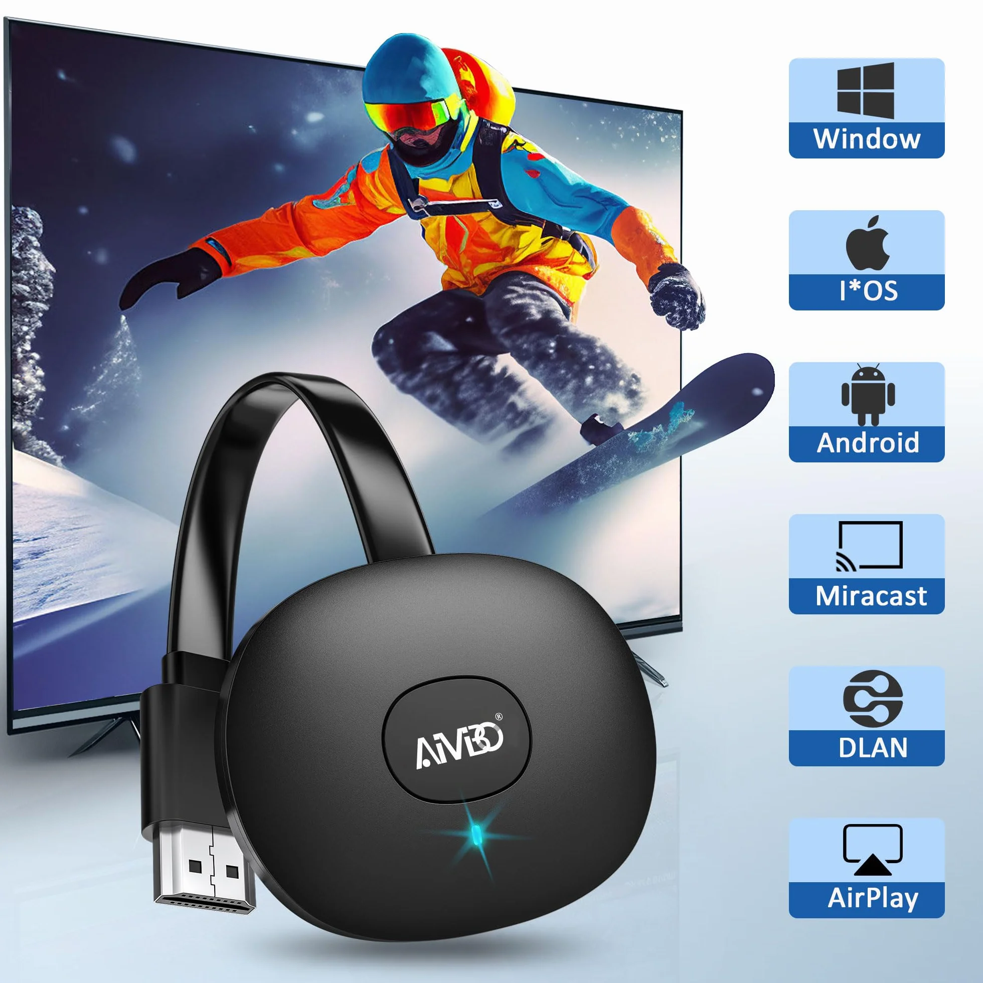SOCLLLife Adaptateur HDMI sans Fil 4K Miracast HiFi Dongle pour PC/Moniteur/Projecteur HDTV