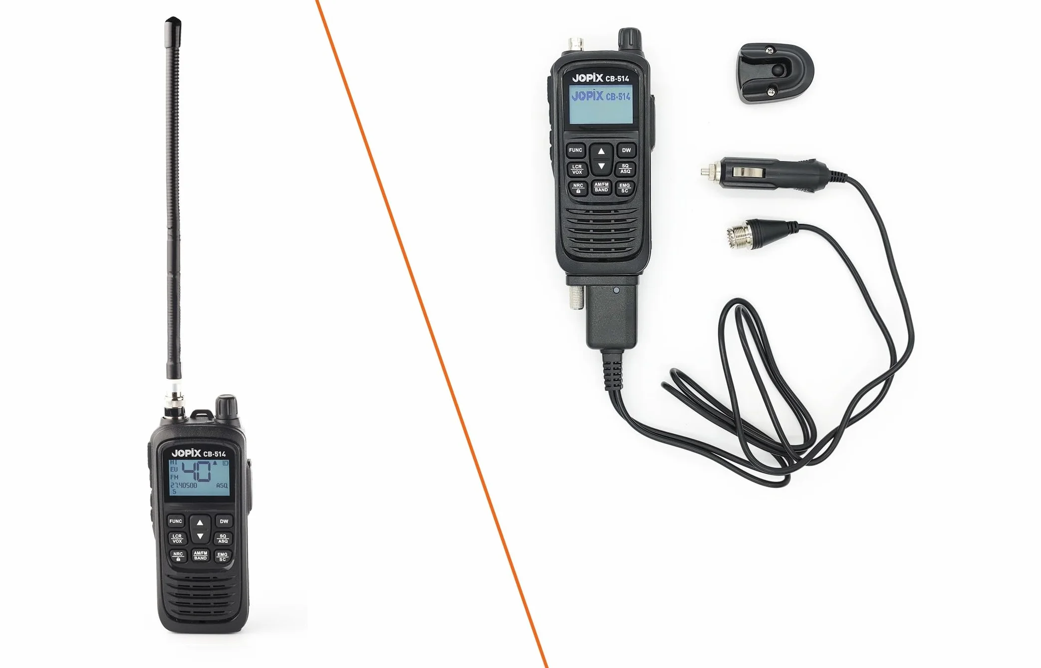 Jopix CB-514 Talkie-Walkie CB 27 MHz Kit Voiture Complet Émetteur-Récepteur Portable AM/FM 4W