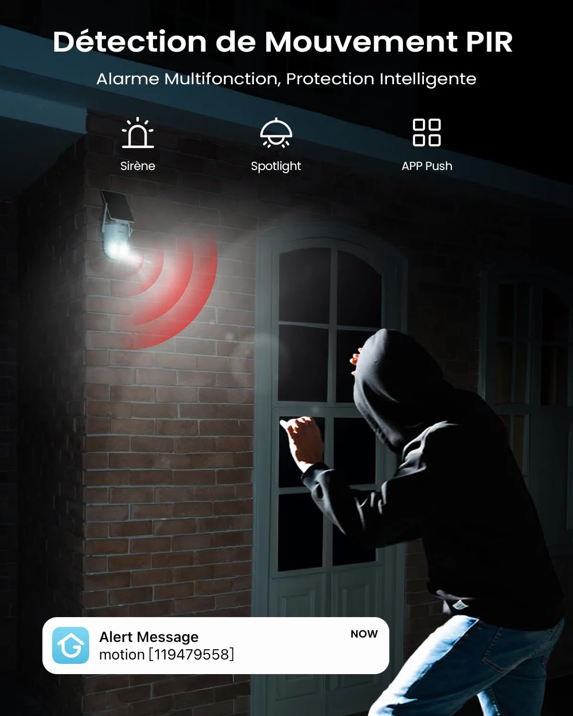 ieGeek 2K Camera Surveillance WiFi Exterieure sans Fil Solaire avec Panneau Solaire Amovible，360° Panoramique PTZ, Vision Nocturne Couleur, Détection Humaine PIR，Sirène，S5