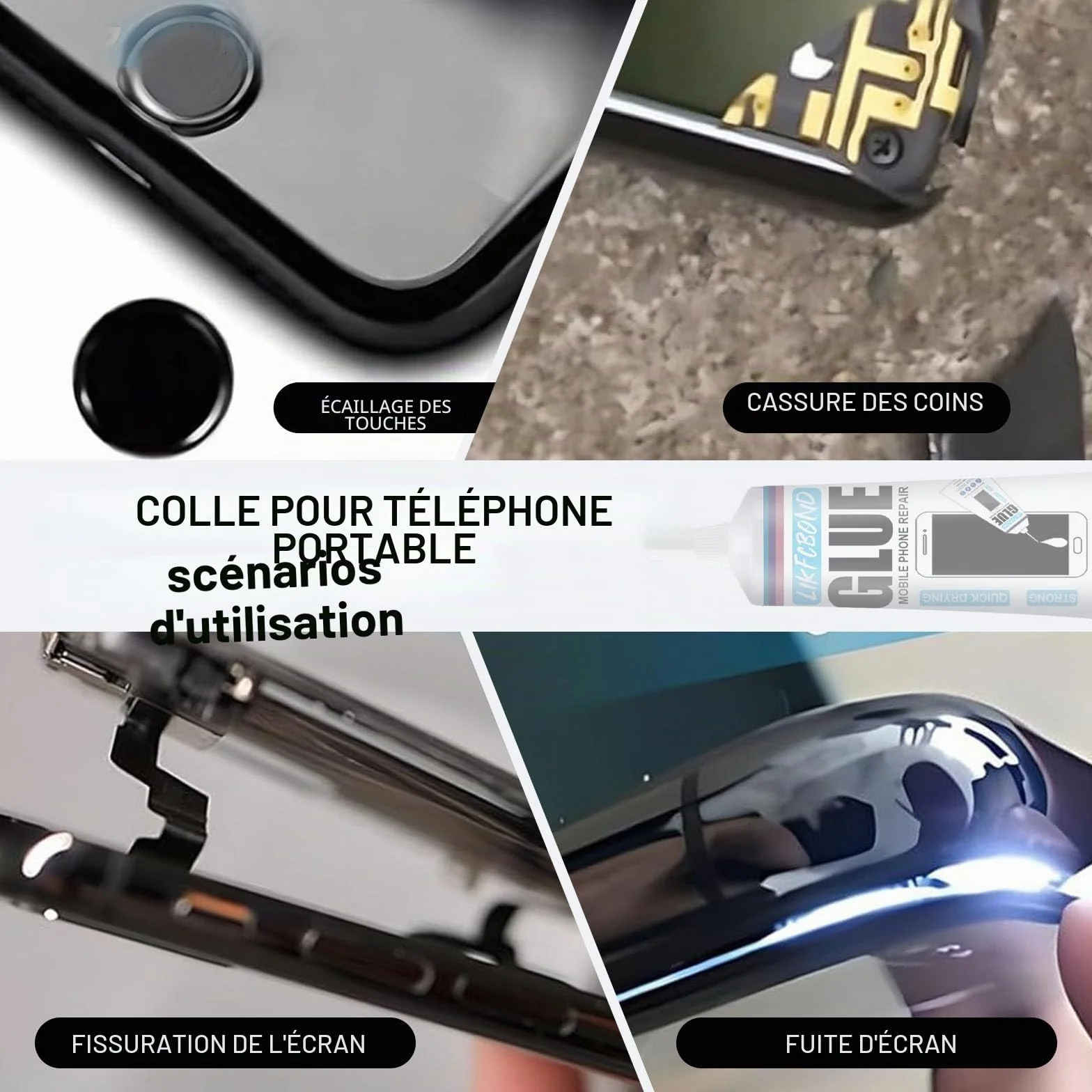 2 Pièces 15ML Colle Ecran Smartphone, Colle pour Telephone Portable, Convient pour coller Les Écrans de Téléphones Portables Tablettes Ordinateurs Portables Appareils Photo etc