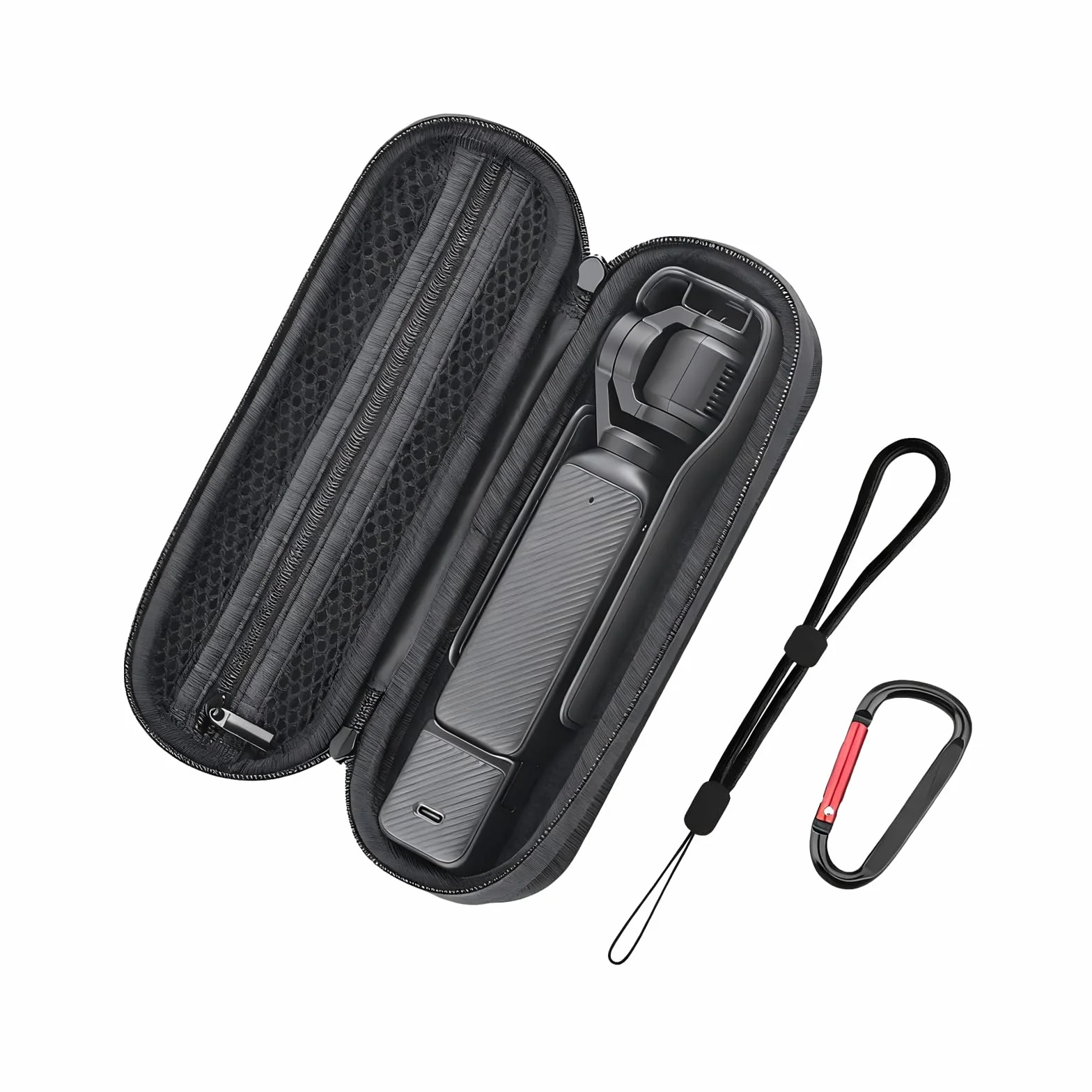 Étui de transport nylon avec doublure en peluche et mousqueton noir