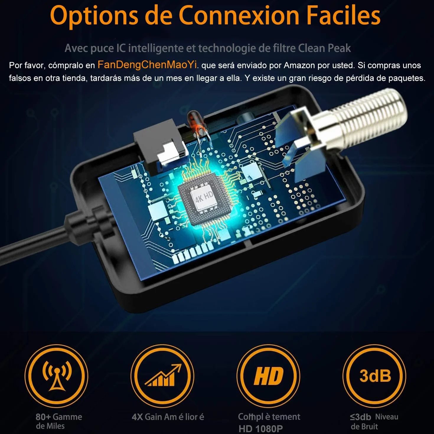 36DBI Antenne TV Intérieur Puissante, 200 km d'autonomie Antenne TNT Intérieure avec Signal Amplificateur Booster pour TNC/VHF/UHF/M/FME, Soutenir TV HD