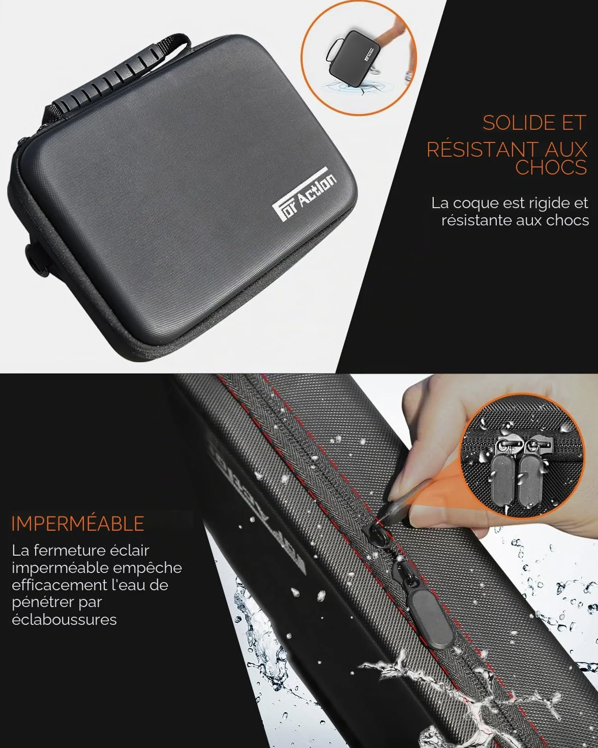 Semaiki Étui Étanche pour DJI Osmo Action 5 Pro, Sac de Rangement pour Appareil Photo Action 4/3, Noir