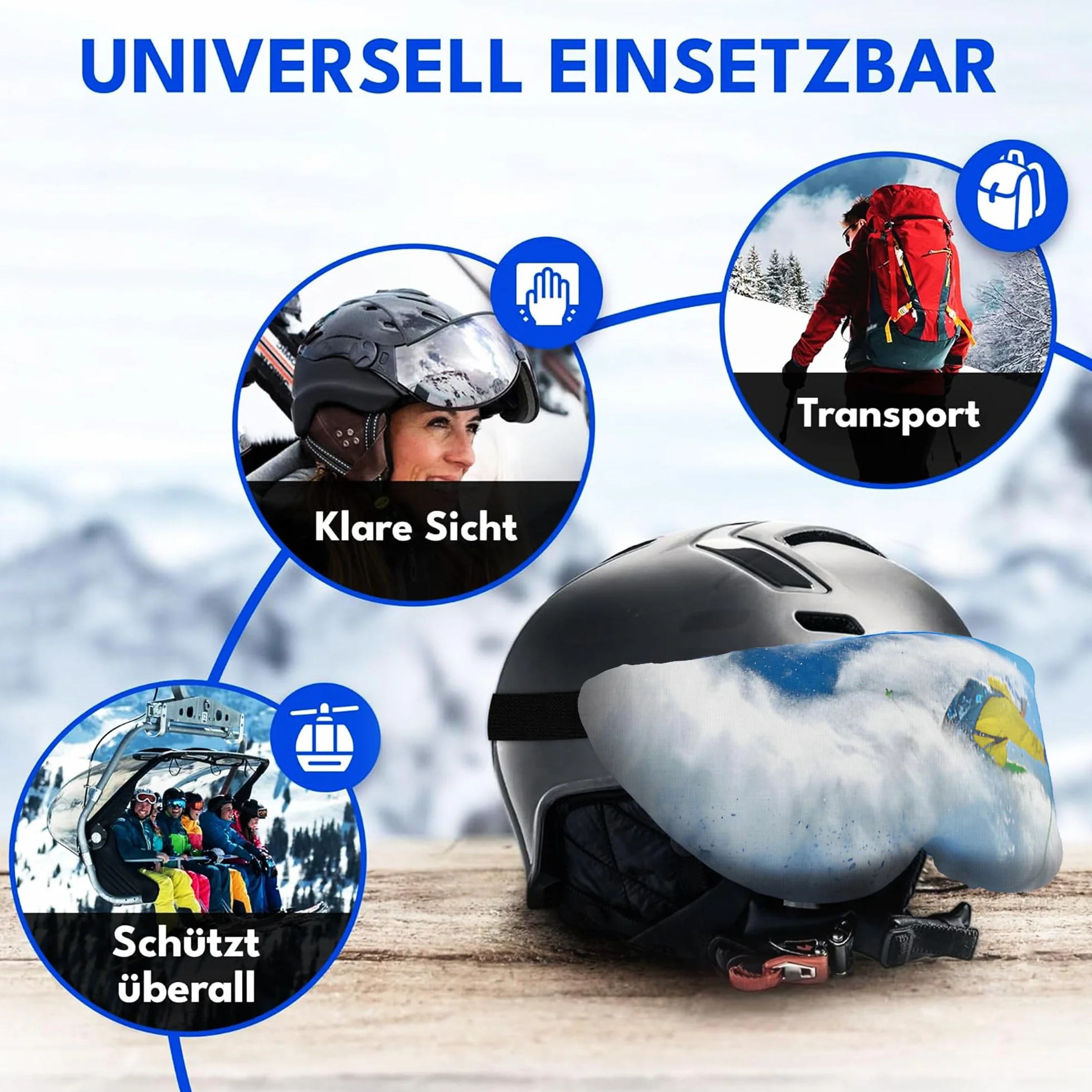 Protection de visière pour casque de ski Two Horizons avec chiffon microfibre - Style sourire