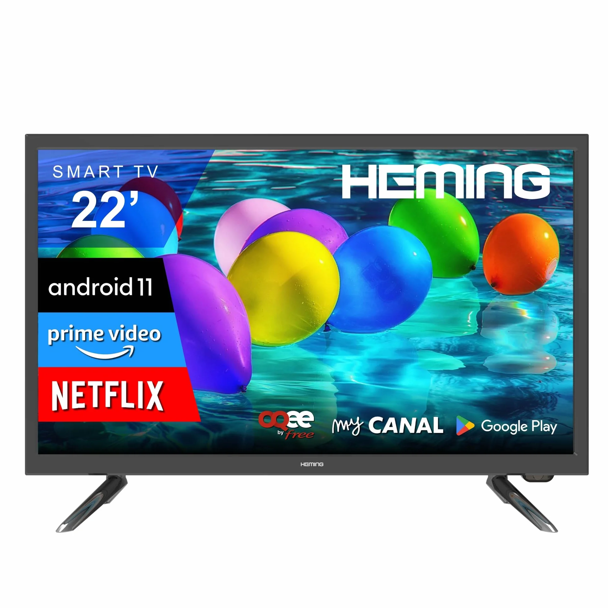 Heming Smart TV 22" Android 11 | Full HD, WiFi & Bluetooth | 12V/24V/220V pour Camping-Car, Camion, Bateau, Caravane | Garantie 2 Ans