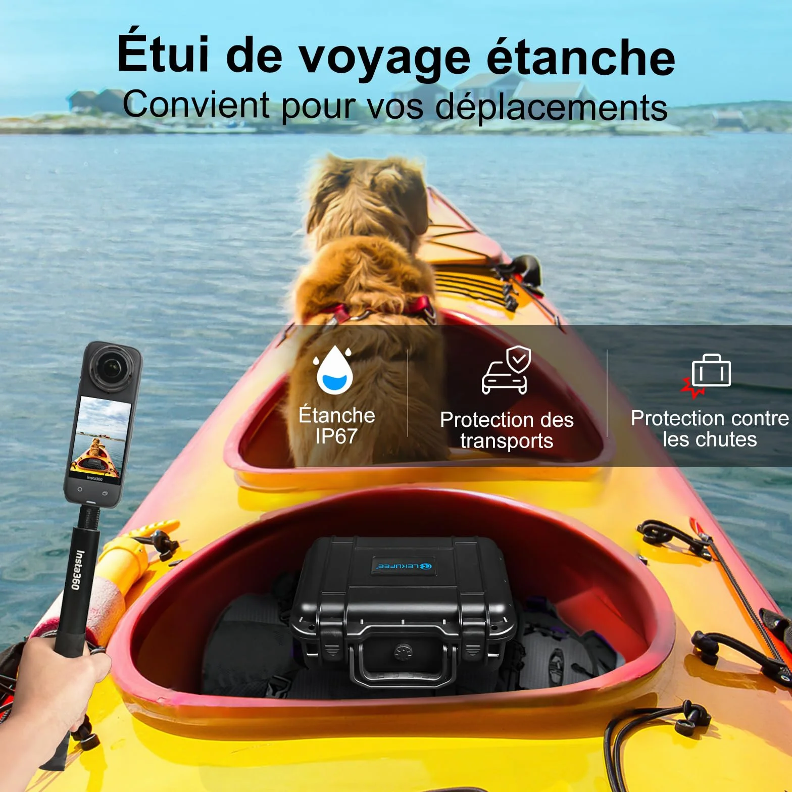 Étui de Transport Rigide Étanche LEKUFEE pour Insta360 X5, X4 Air, X4/X3 Caméra d'Action et Accessoires