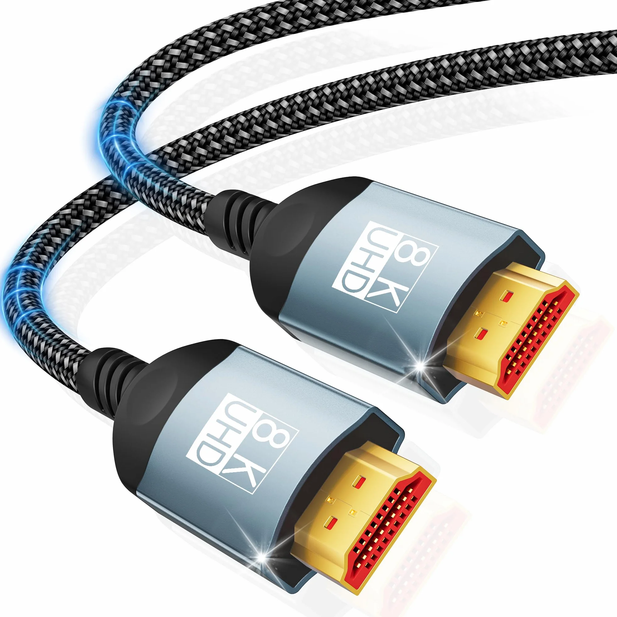 Câble HDMI 2,5m 10K 8K,câble HDMI ultra haute vitesse 10K 8K@60 Hz 4K@240 Hz,compatible HDMI 2.1,HDR10+,eARC,3D,HDCP 2.2 et 2.3,VRR,DTS:X,compatible avec PS5/4,Xbox,TV HD,PC,moniteur,projecteur