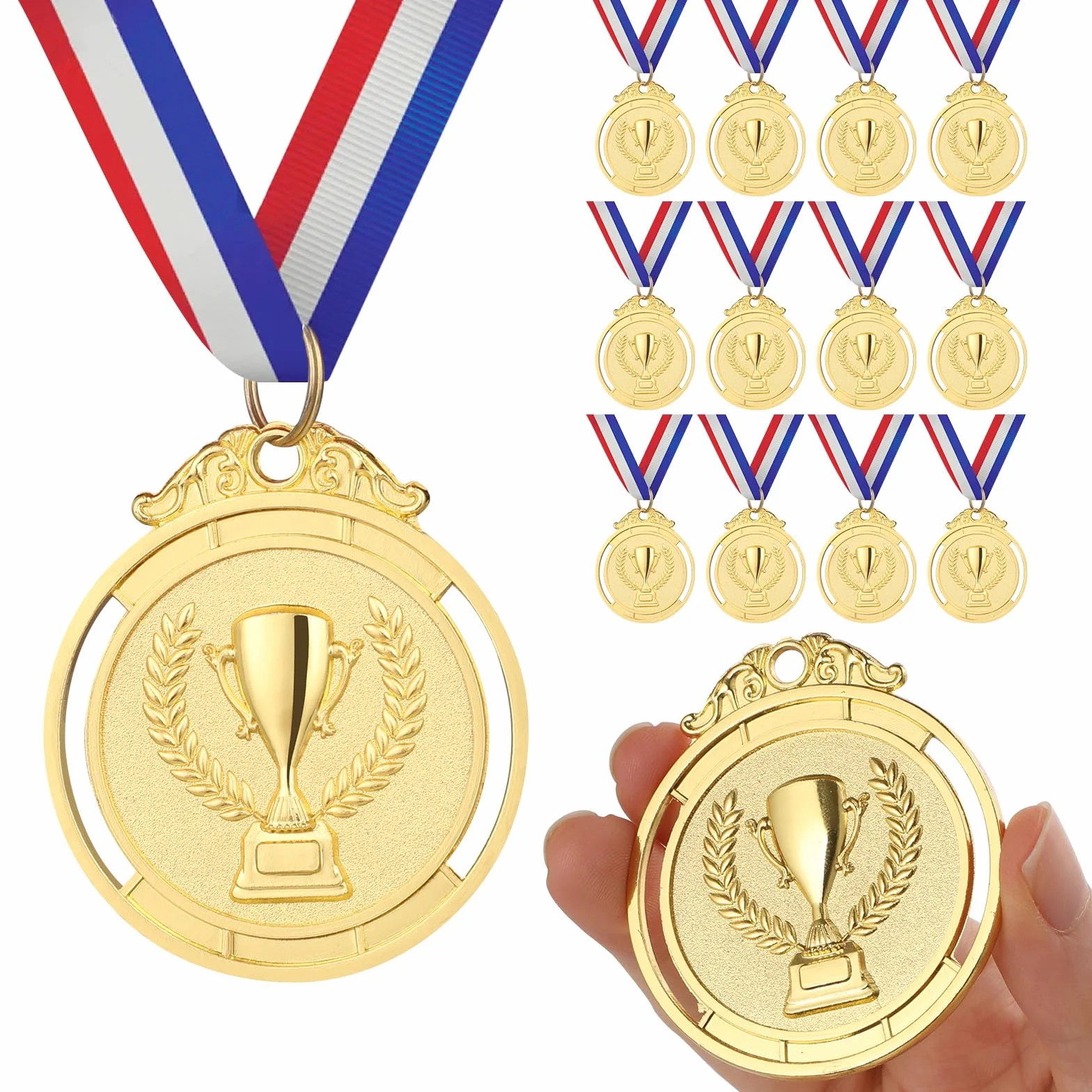 Médaille d'or avec Ruban de Cou 5 cm pour Enfants Compétitions Sportives Style Olympique 12 Pièces