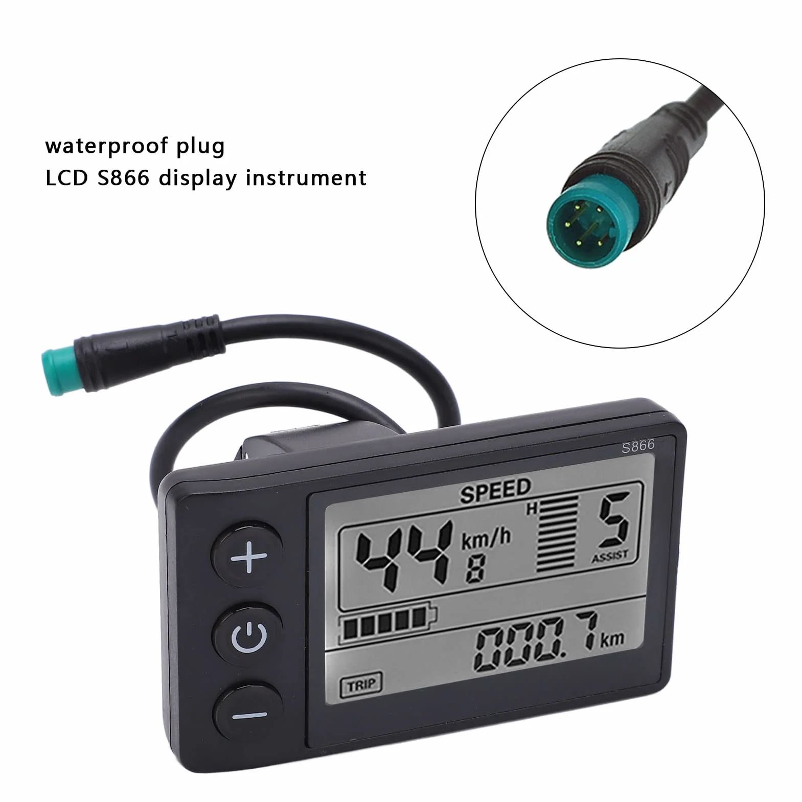 VBESTLIFE Affichage LCD Vélo Électrique Panneau Commande Grand Écran 24V 36V 48V Compteur Vitesse Multifonctionnel Étanche